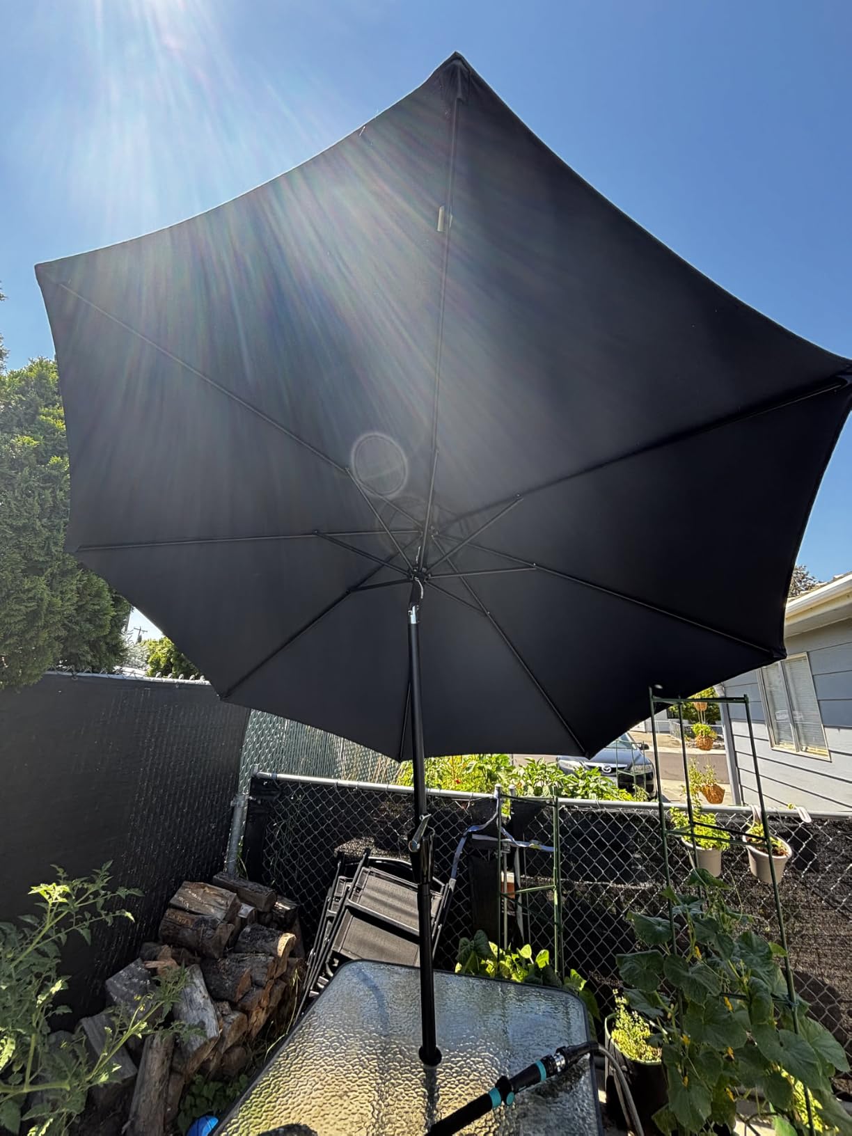 10FT Cantilever Offset Patio Umbrella with Base Included | 360° Rotation & Infinite Tilt, Heavy Duty 8-Rib Steel Frame, Fade-Resistant Yarn-Dyed Canopy for Pool Deck Backyard Garden customer photo 1