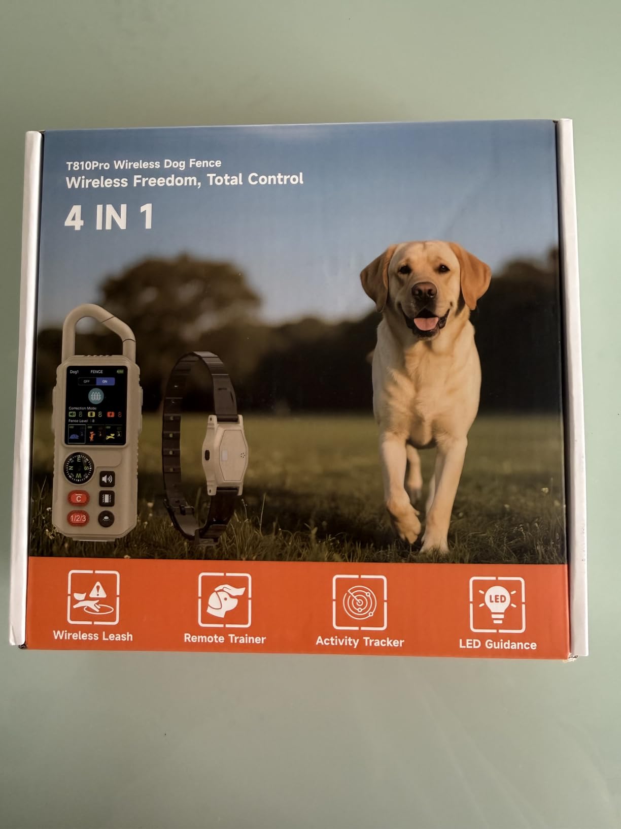 4-in-1 Wireless Dog Fence System for Medium Large Dogs, Remote Training | Invisible Electric Dog Fence for Stubborn Dogs, 3300FT Range, IPX7 Waterproof, Real-Time Display, Indoor & Outdoor Use, Khaki customer photo 1
