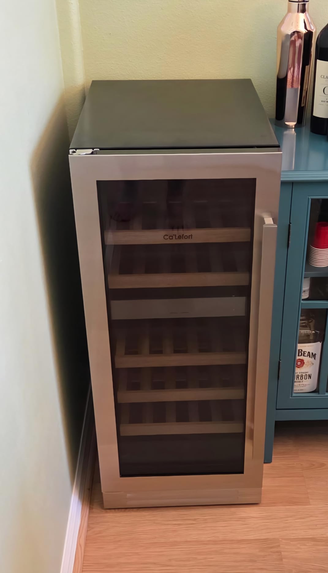 24 Inch Wine Fridge, 52-Bottle Dual Zone Wine Cooler Refrigerator | 40-65°F Control, Adjustable Shelves, Glass Door & 3-Color LED, Automatic Defrost, Built-In or Freestanding for Home Bar Kitchen(5.7 cu.ft) customer photo 1