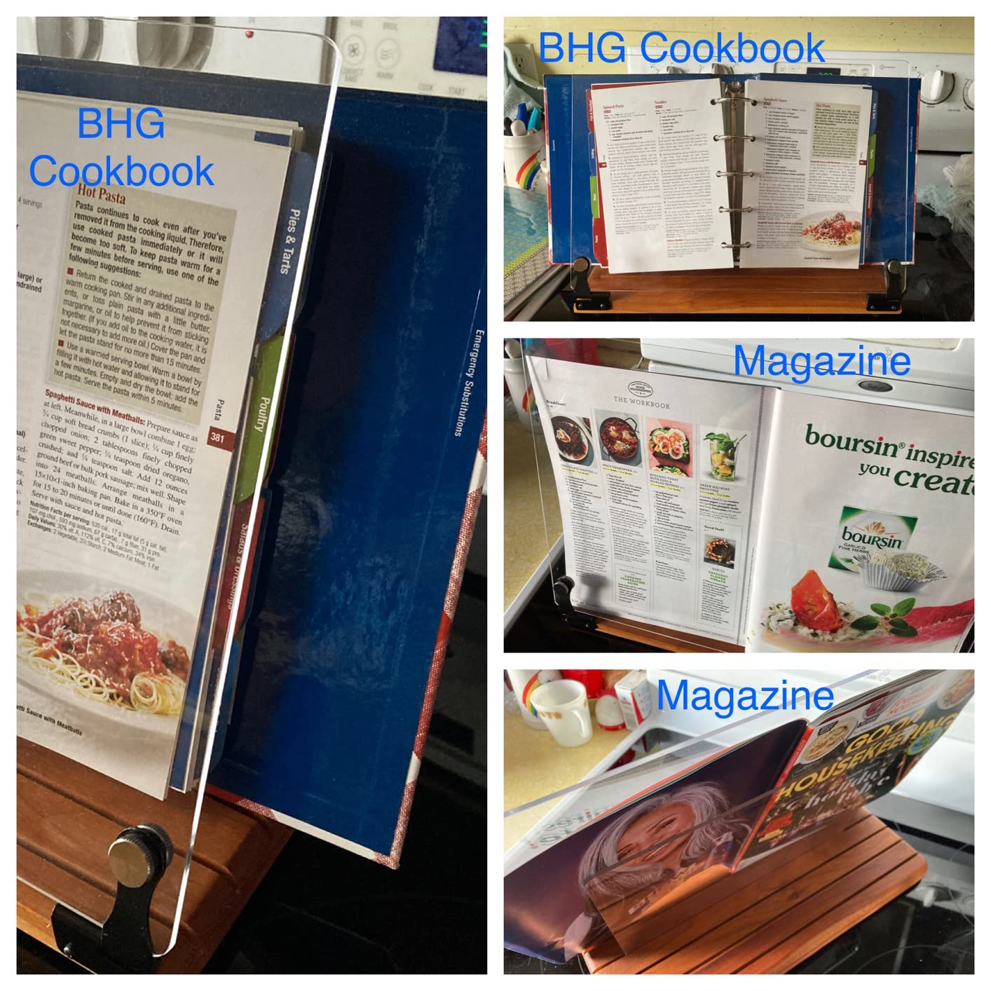 Deluxe Large Cookbook Holder - Acrylic Shield With Cherry Wood Base - Made in the USA customer photo 1