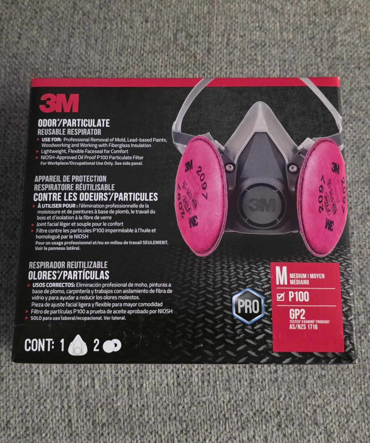 3M P100 Performance Mold & Lead Paint Removal Respirator, Medium Size, NIOSH-APPROVED P100 Rated Filter, Carbon Layer Helps Reduce Odor Nuisance, Lightweight, Adjustable Head Straps (6297P1-DC) customer photo 2