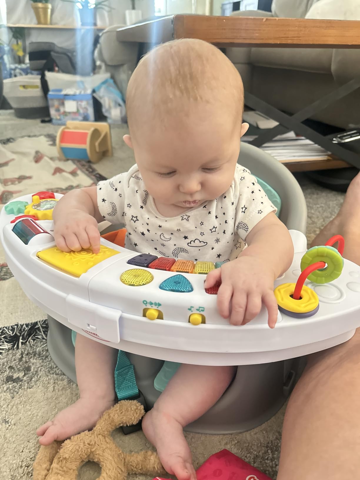 Infantino Music & Lights 3-in-1 Discovery Seat & Booster, Mint | Play, snack, grow. 3-in-1 seat for every stage. Music, lights & activities keep little ones engaged customer photo 1