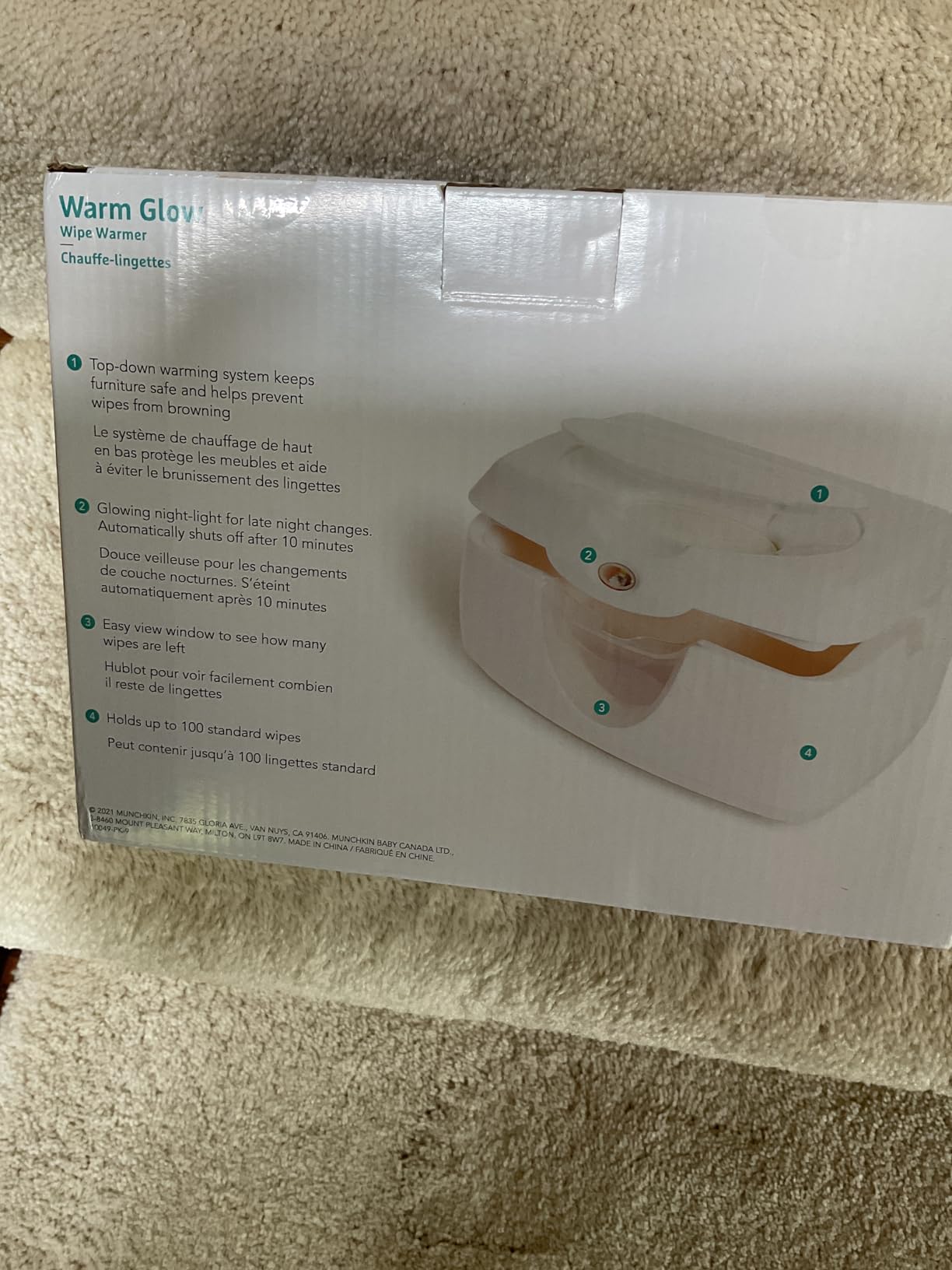 Munchkin Warm Glow Baby Wipe Warmer with Nightlight, White customer photo 1