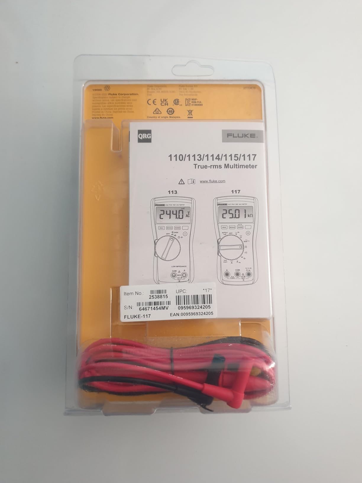Fluke 117 Digital Multimeter, Non-Contact AC Voltage Detection, Measures Resistance/Continuity/Frequency/Capacitance/Min Max Average, Automatic AC/DC Selection, Low Impedance Mode customer photo 1