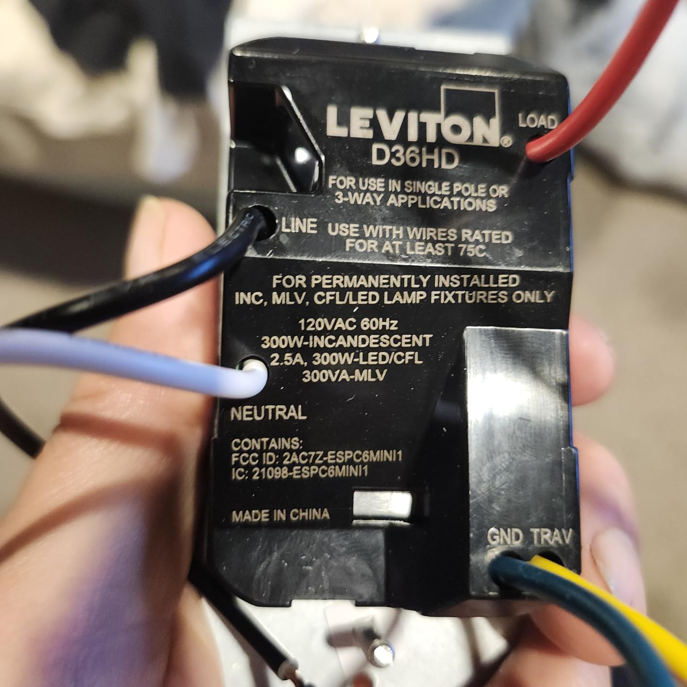 Leviton Decora Smart Dimmer Switch, Wi-Fi, Works with Matter, My Leviton, Alexa, Google Assistant, Apple Home/Siri & Wired or Wire-Free 3-Way, Neutral Wire Required, D36HD-1RW, White customer photo 1
