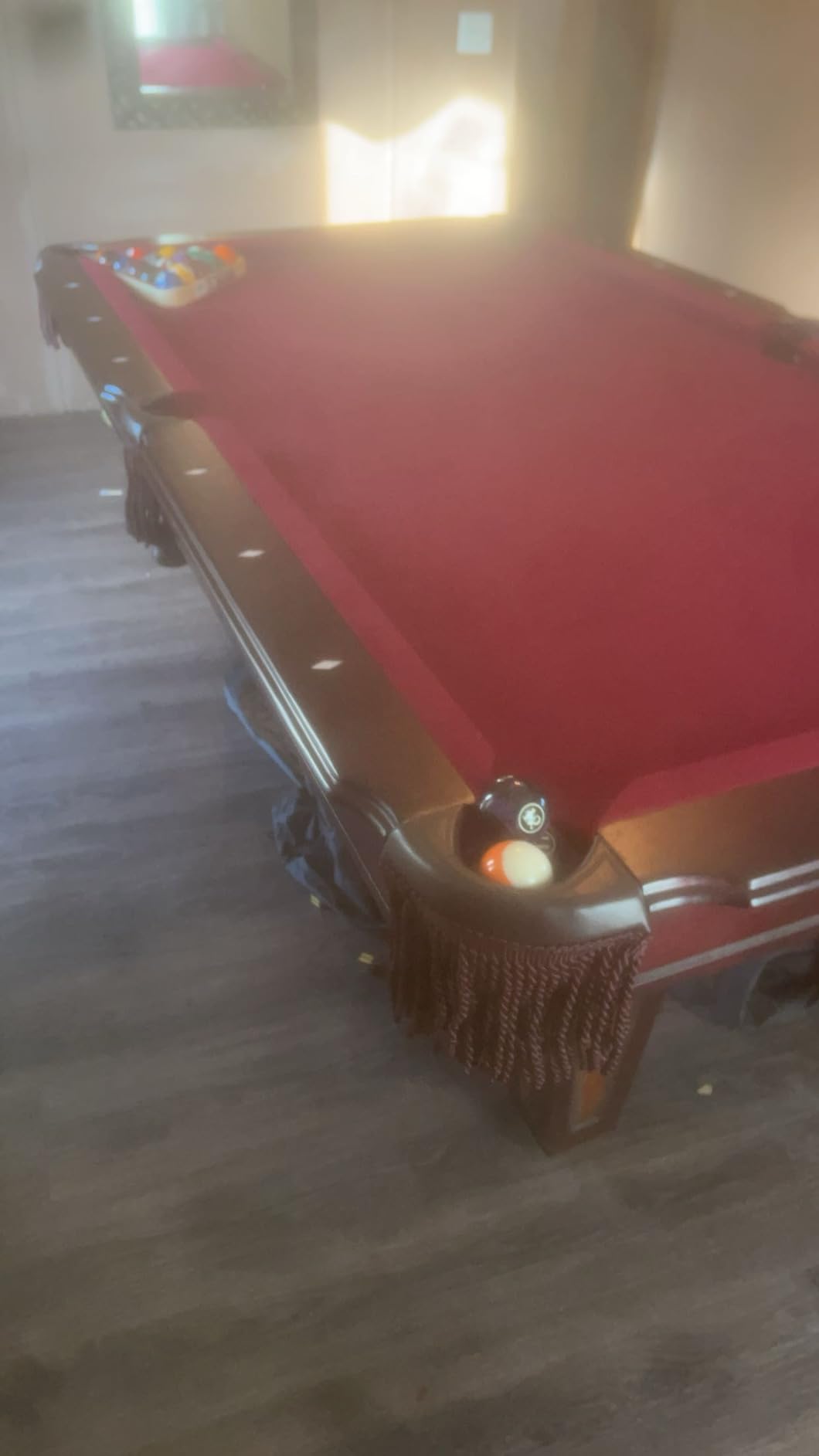 Fat Cat Reno 7.5 Foot Pool Table, Billiard Table with Accuslate Surface, K66 Bumpers, Dark Cherry Finish customer photo 1