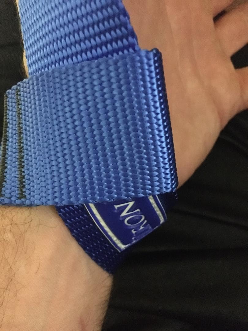 IronMind Strong-Enough Lifting Straps, Blue, Pair | The professional strongman staple: nylon lifting straps for deadlifts, rows, clean pulls customer photo 2