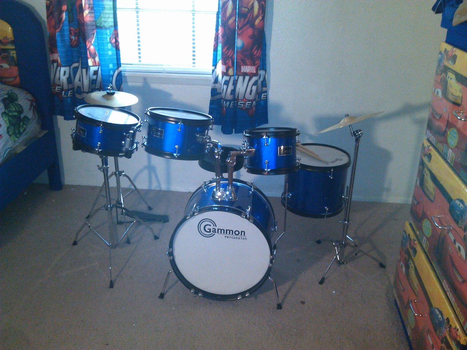 Gammon Percussion 5-Piece Kids Drum Set, Complete Junior Drum Kit with Cymbals, Hardware, Sticks, & Throne - Red customer photo 1