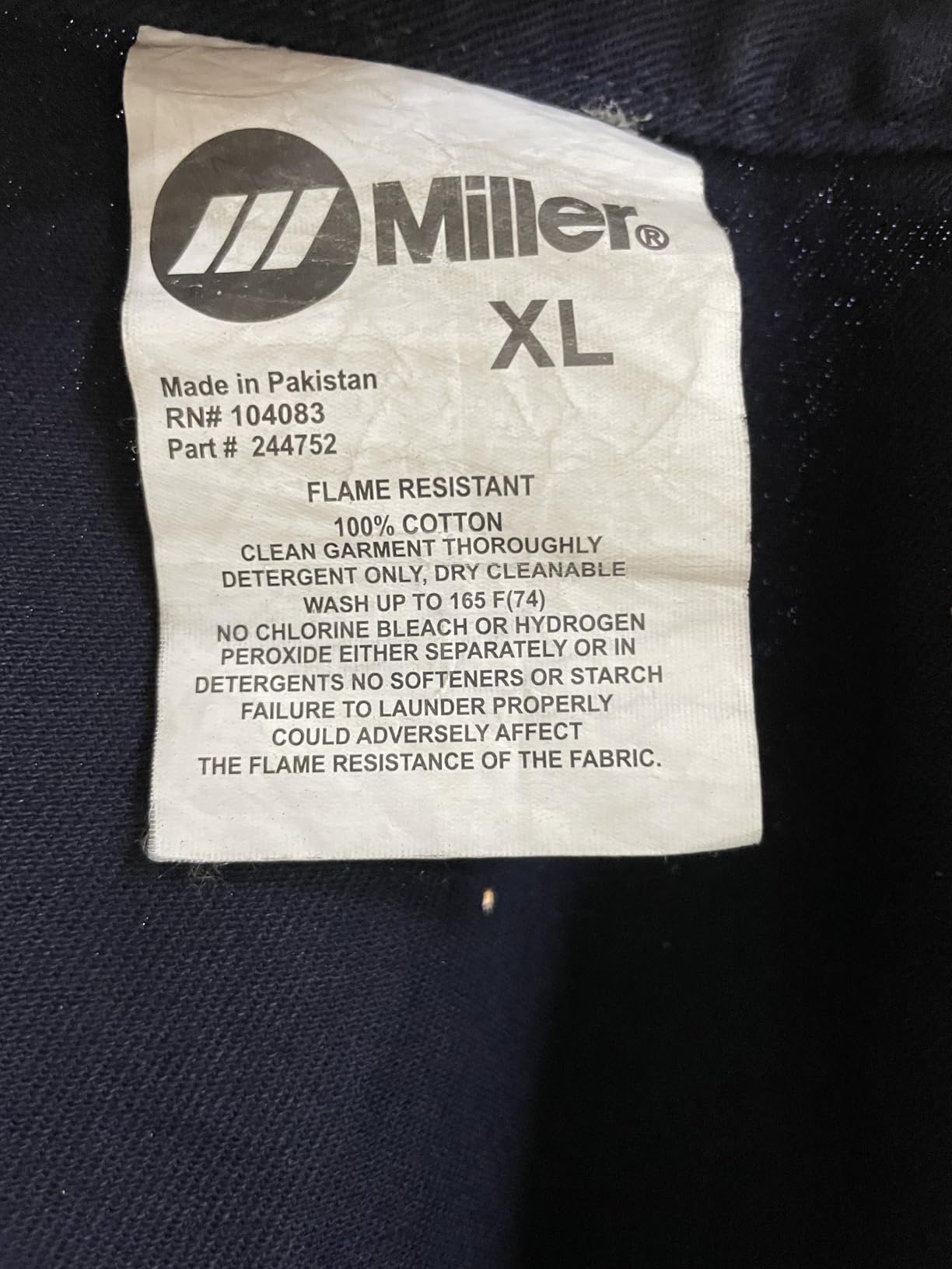 Miller Classic Cloth Welding Jacket, 9oz Navy Cotton, XL, Flame Resistant | Men's navy 9 oz pre-shrunk flame resistant cotton welding jacket; Barracuda collar, five snaps; light-duty; everyday welding customer photo 2
