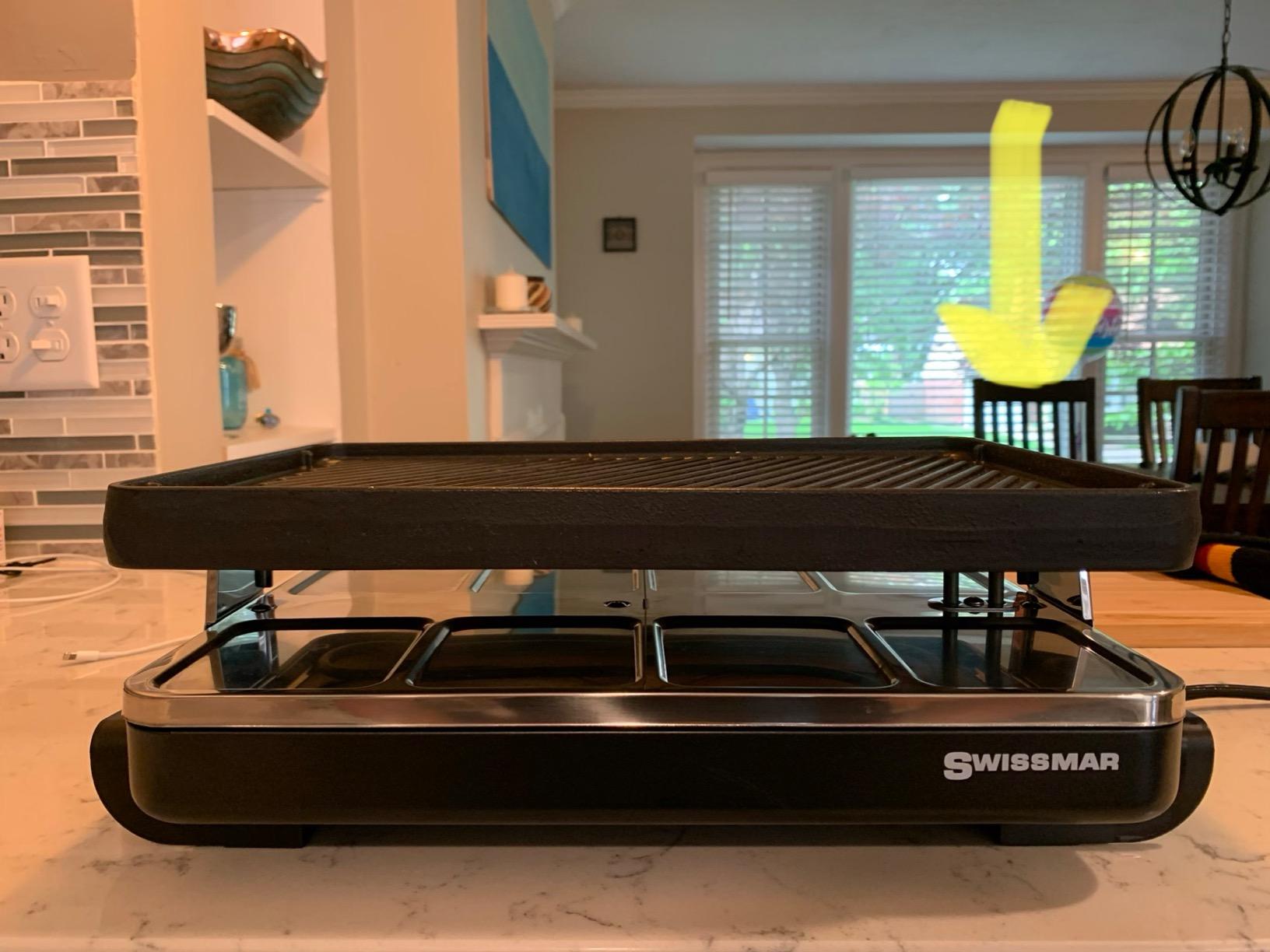 Swissmar Classic 8-Person Raclette Party Grill - Indoor Electric Grill & Griller with Reversible Cast Iron Grill Plate/Crepe Top - Anthracite Black customer photo 1