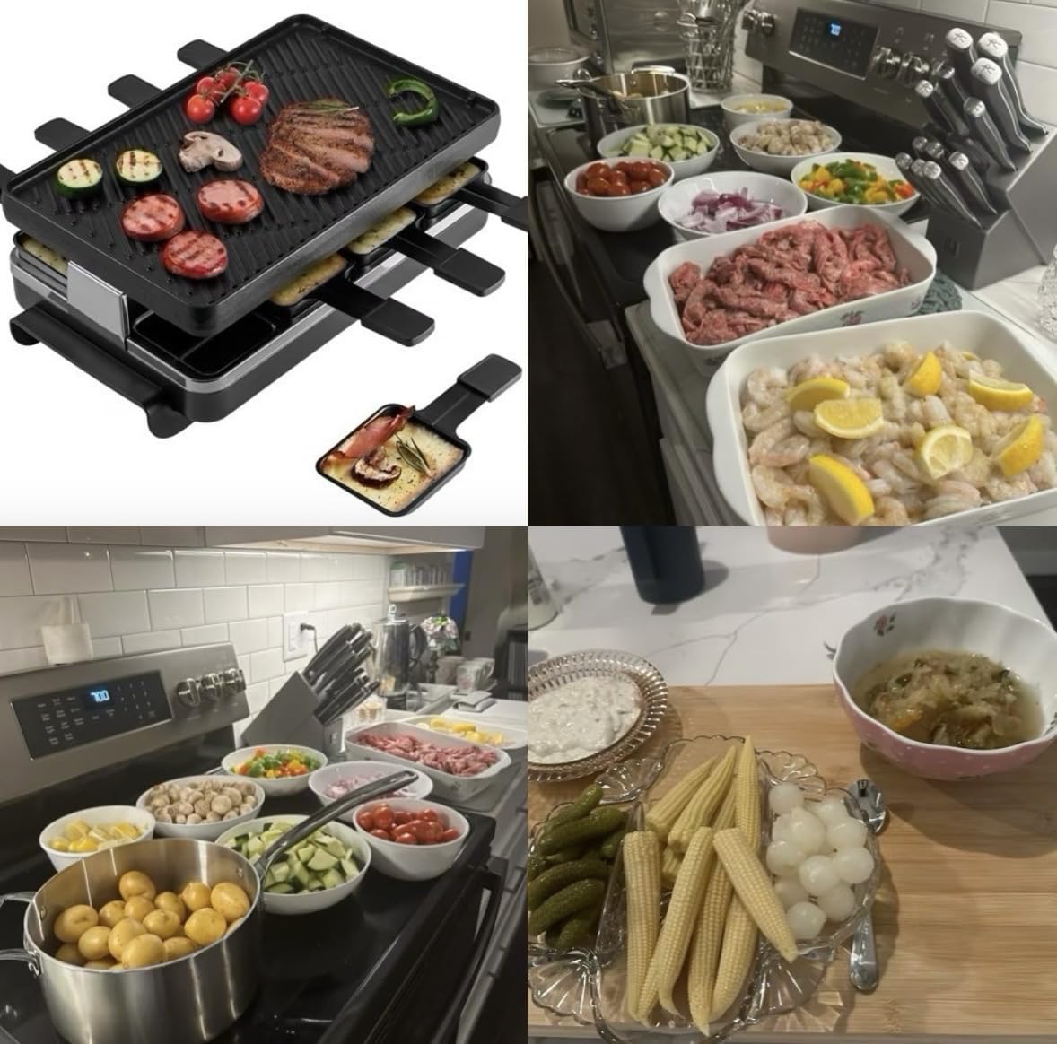 Swissmar Classic 8-Person Raclette Party Grill - Indoor Electric Grill & Griller with Reversible Cast Iron Grill Plate/Crepe Top - Anthracite Black customer photo 2