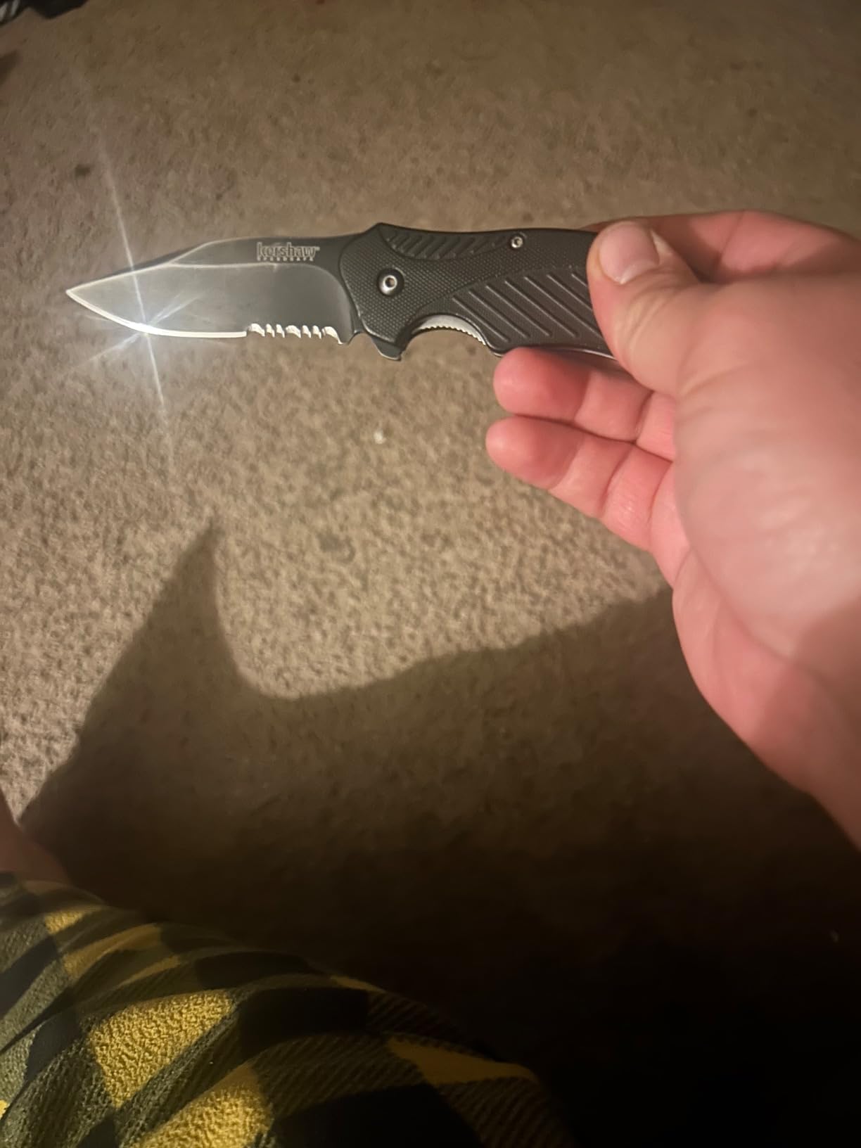 Kershaw Clash Pocket Knife, Black | 3.1 Inch Steel Drop Point Partially Serrated Blade, Assisted Opening, Reversible Clip, For Men and Women customer photo 1