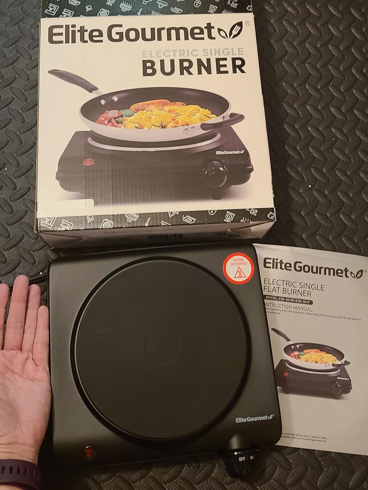 Elite Gourmet Electric Burner, 1000W Cast Iron Hot Plate, 7 Heat Settings customer photo 1