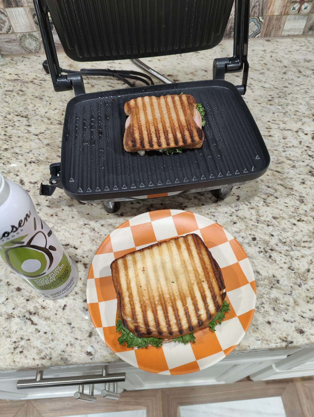 Hamilton Beach Panini Press, Sandwich Maker & Electric Indoor Grill, Floating Hinge, Locking Lid, PFAS-Free Non-Stick 8