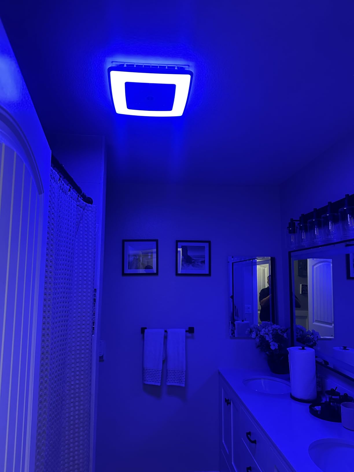 Broan-NuTone ChromaComfort Bathroom Exhaust Fan with Bluetooth Speaker, Powerful 110CFM/1.5 Sones, 24-color LED Light, SPK110RGBL, Wall Switch customer photo 2