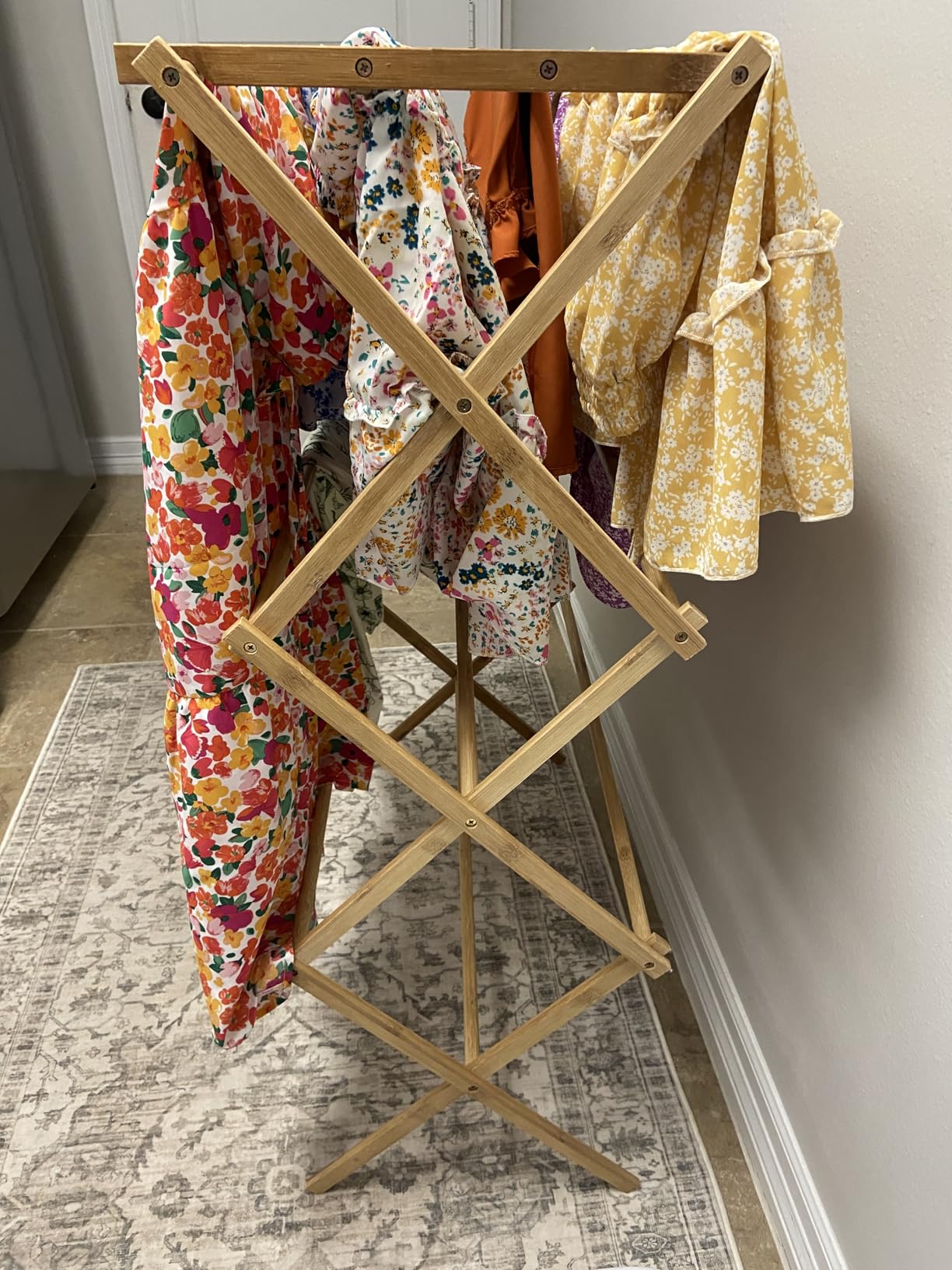 Home-it Wooden Clothes Drying Rack for Laundry - Collapsible Folding Bamboo Laundry Drying Rack for Drying Clothes - Heavy Duty Pre Assembled customer photo 2