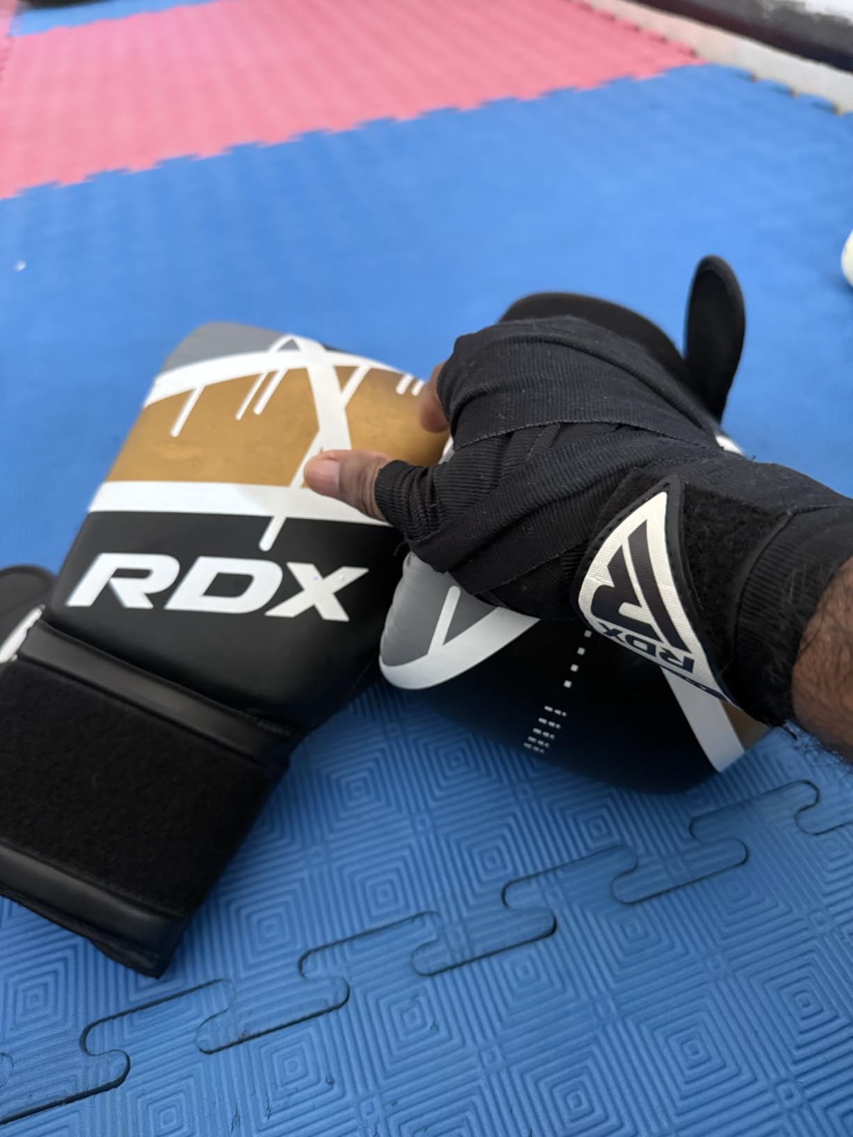 RDX Boxing Gloves EGO, Sparring Muay Thai Kickboxing MMA Heavy Training Mitts, Maya Hide Leather, Ventilated, Long Support, Punching Bag Workout Pads, Men Women Adult 8 10 12 14 16 oz customer photo 1