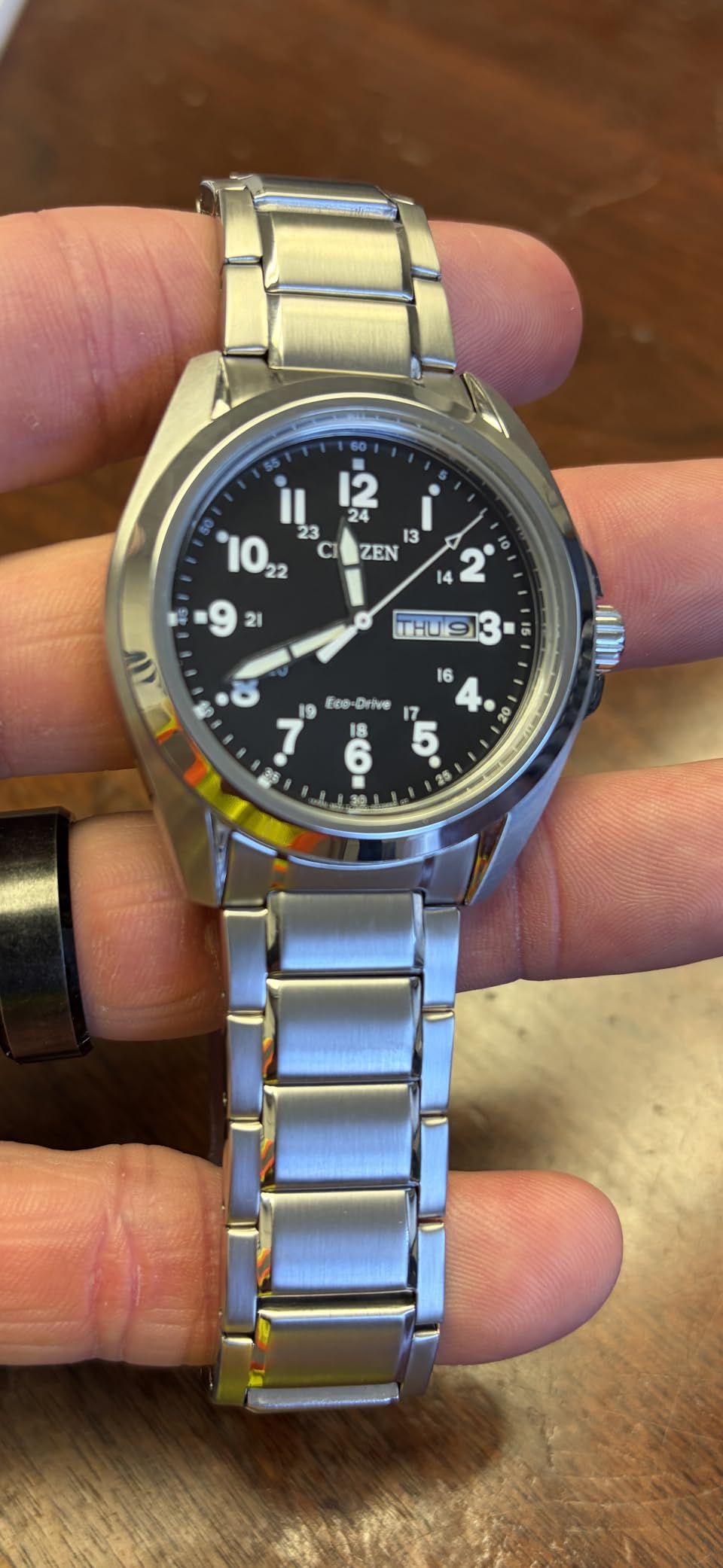 Citizen Men's Eco-Drive Weekender Garrison Field Watch, Stainless Steel, Black Dial, 43mm (AW0050-82E) customer photo 1
