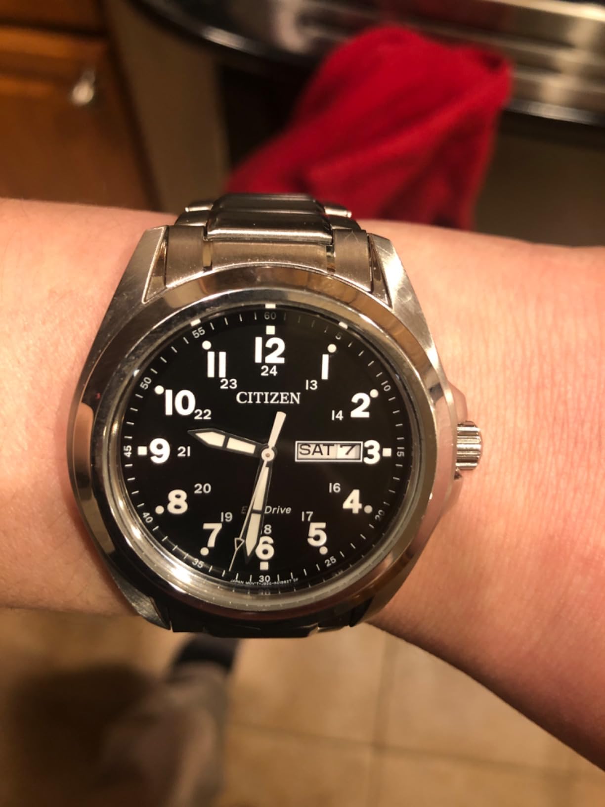 Citizen Men's Eco-Drive Weekender Garrison Field Watch, Stainless Steel, Black Dial, 43mm (AW0050-82E) customer photo 2