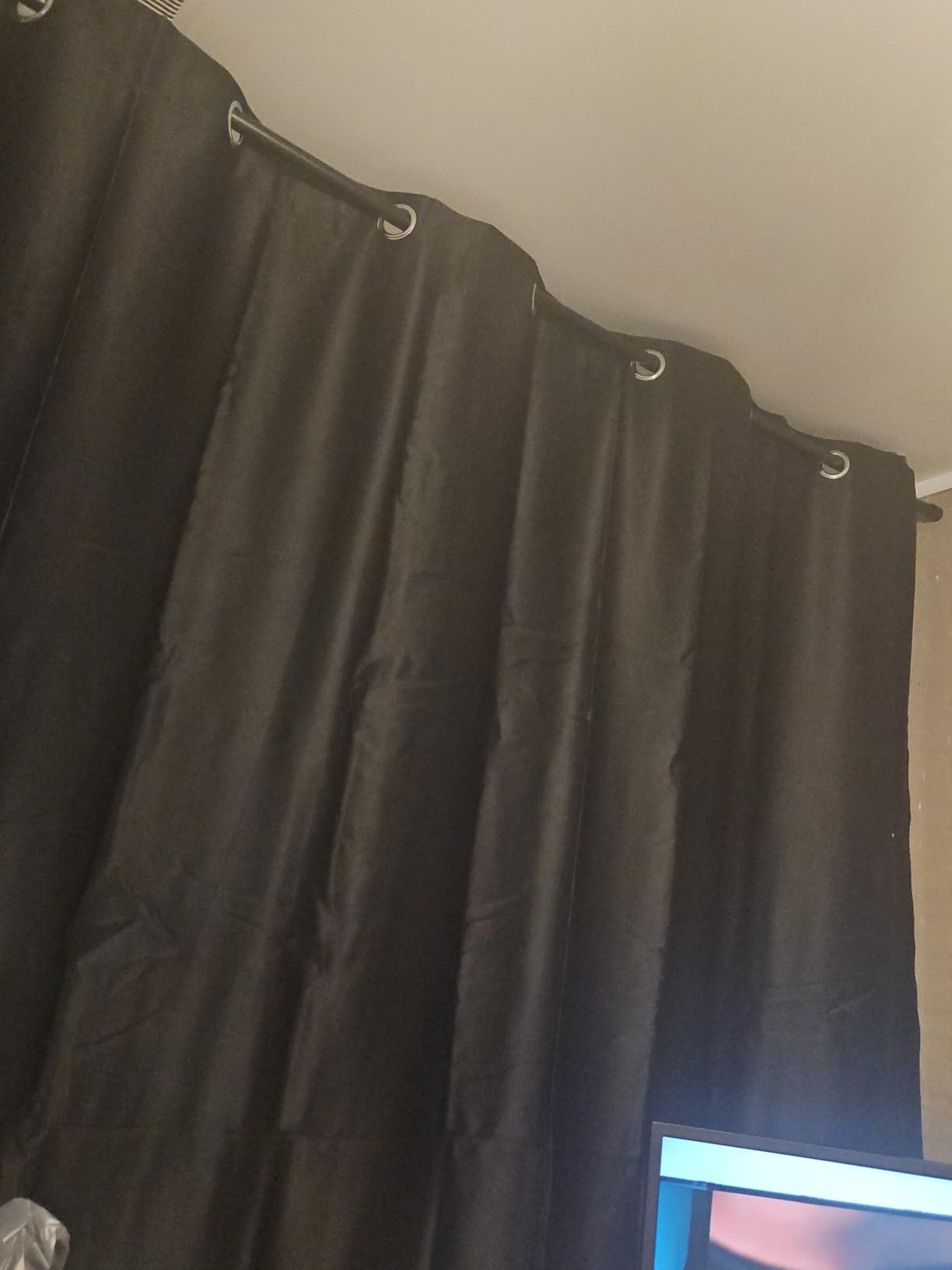 NICETOWN Black Room Divider Curtain for Doorway 7' Tall x 8.3' Wide 1 Panel | Lower Noise Blackout Sound Reducing Divider Curtain Screen Partitions Room Panel for Glass Window Sliding Door Patio customer photo 1