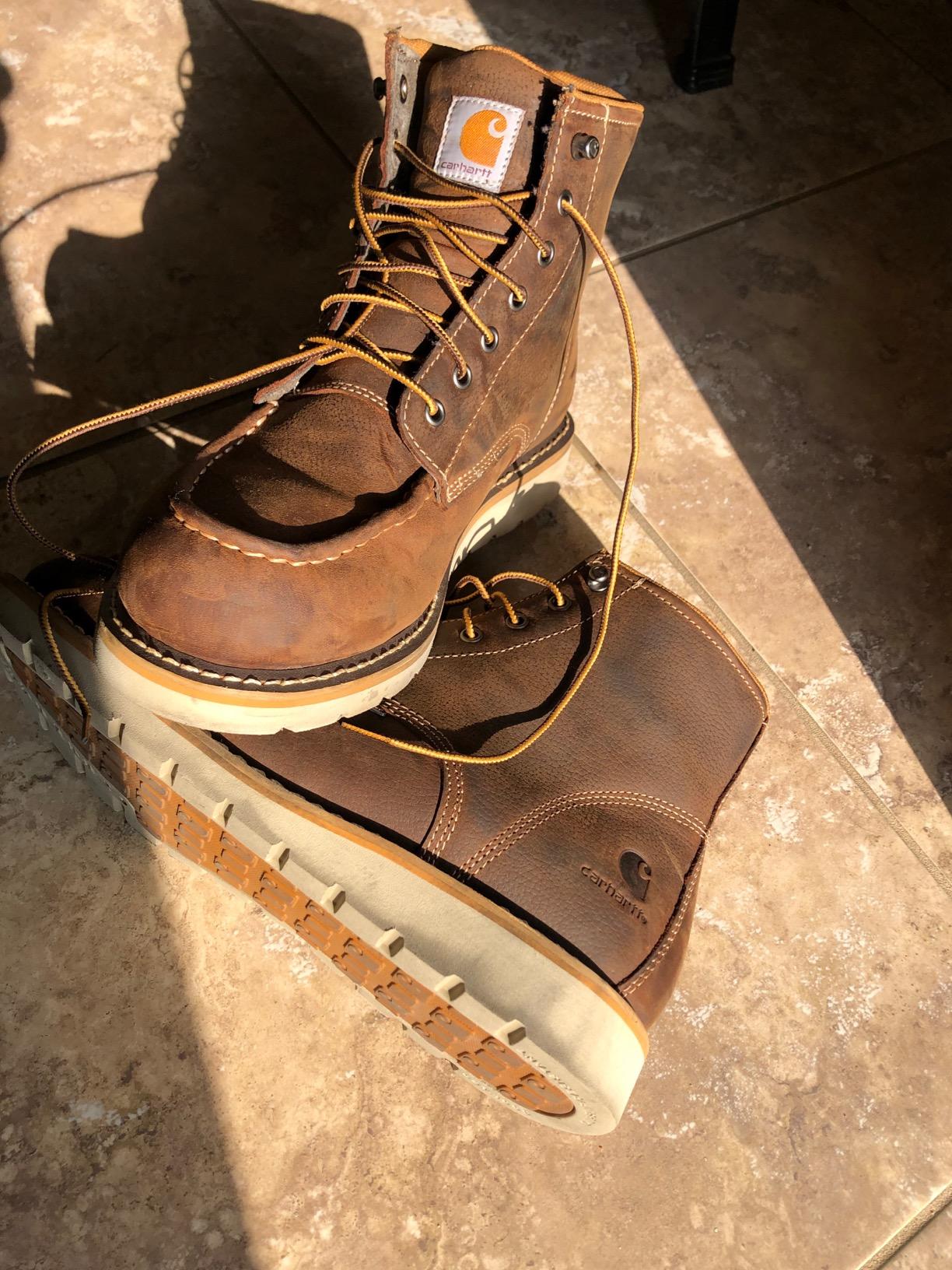 Carhartt 6” Moc Toe Waterproof Work Boots for Men - Oil-Tanned Leather Boots with FastDry Lining, Dual-Density Rubber Wedge Traction Outsole, EH Rated customer photo 1