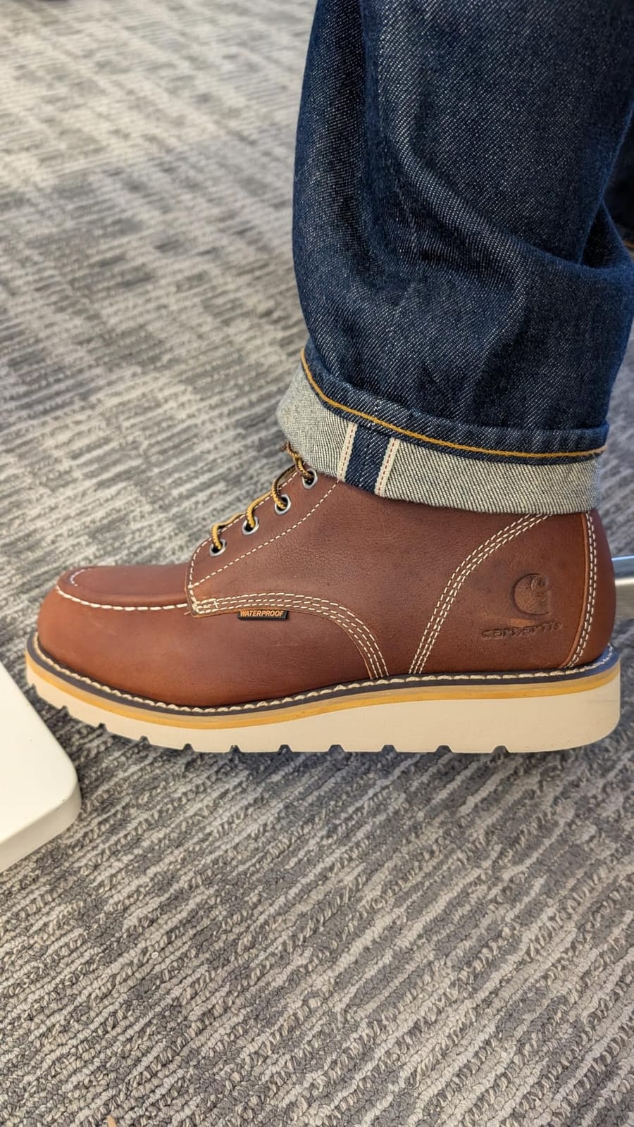 Carhartt 6” Moc Toe Waterproof Work Boots for Men - Oil-Tanned Leather Boots with FastDry Lining, Dual-Density Rubber Wedge Traction Outsole, EH Rated customer photo 2