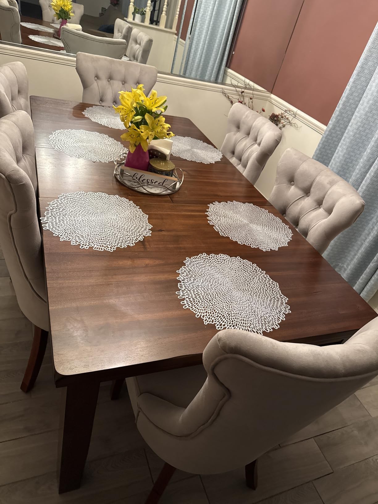 Signature Design by Ashley Ralene Wood Extendable Dining Table, Brown | 18-inch self-storing butterfly leaf, Crafted from veneers, wood and engineered wood, Seats up to 8 for family dining customer photo 1