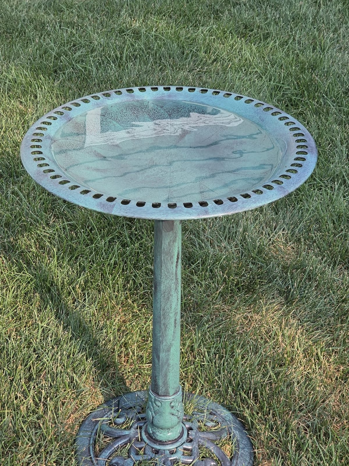 Best Choice Products 28in Pedestal Bird Bath, Vintage Outdoor Resin Accent Decoration w/Fleur-de-Lis Accents - Green customer photo 2