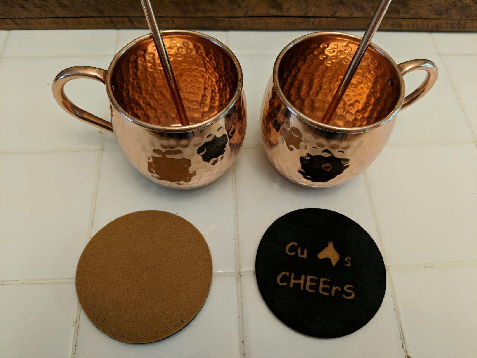 CopperMules Pure Copper Mugs - Hammered - Ayurvedic & Moscow Mule - 16oz | Set of 2 handcrafted mugs, hand-hammered, Raw copper interior, riveted handle, includes 2 leather coasters & copper straws customer photo 2