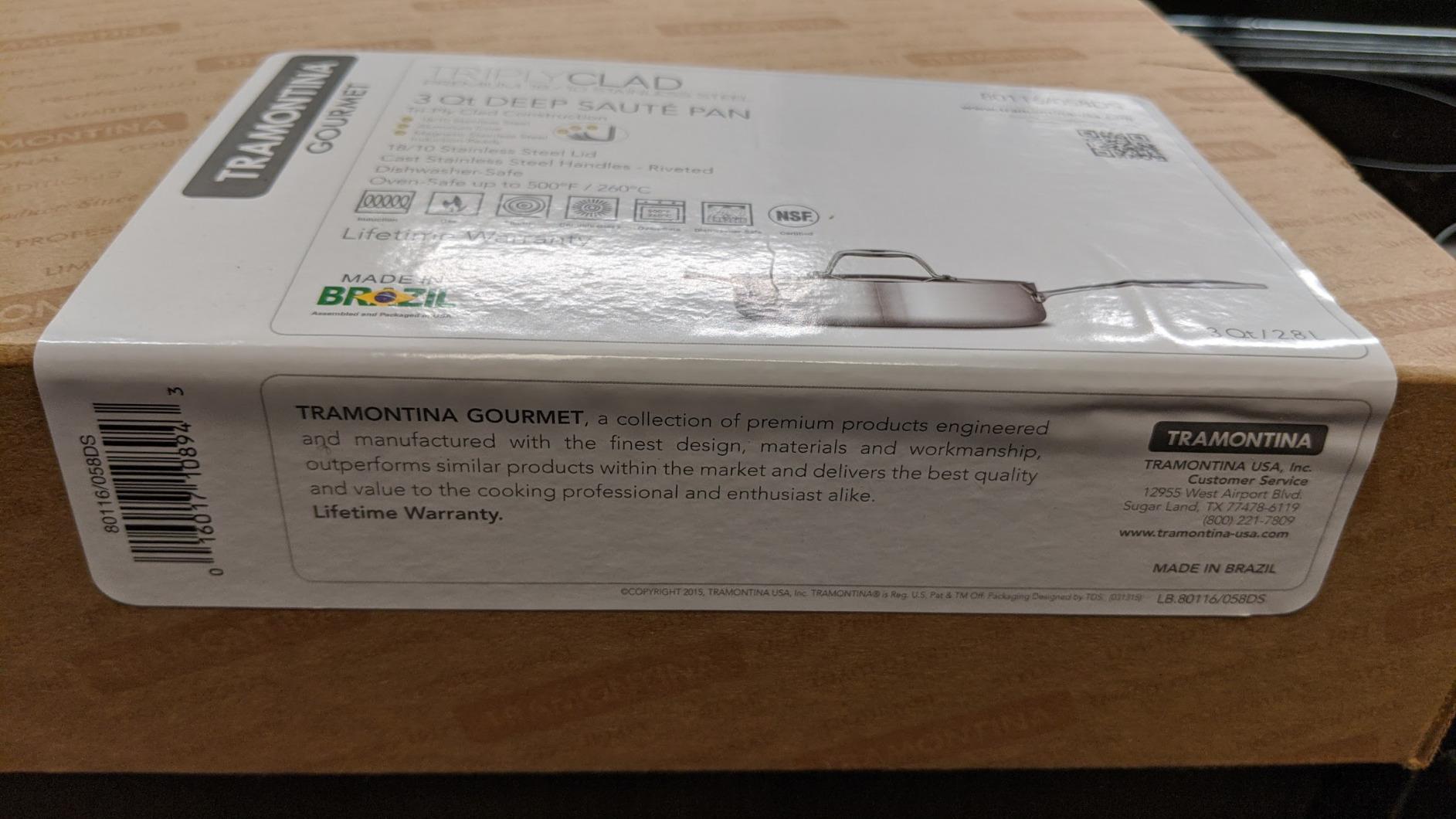 Tramontina Signature Tri-Ply Clad Stainless Steel 3-Quart Saute Pan with Lid, Induction-Ready Cooking Pan, Dishwasher-Safe, NSF-Certified, Made in Brazil customer photo 2
