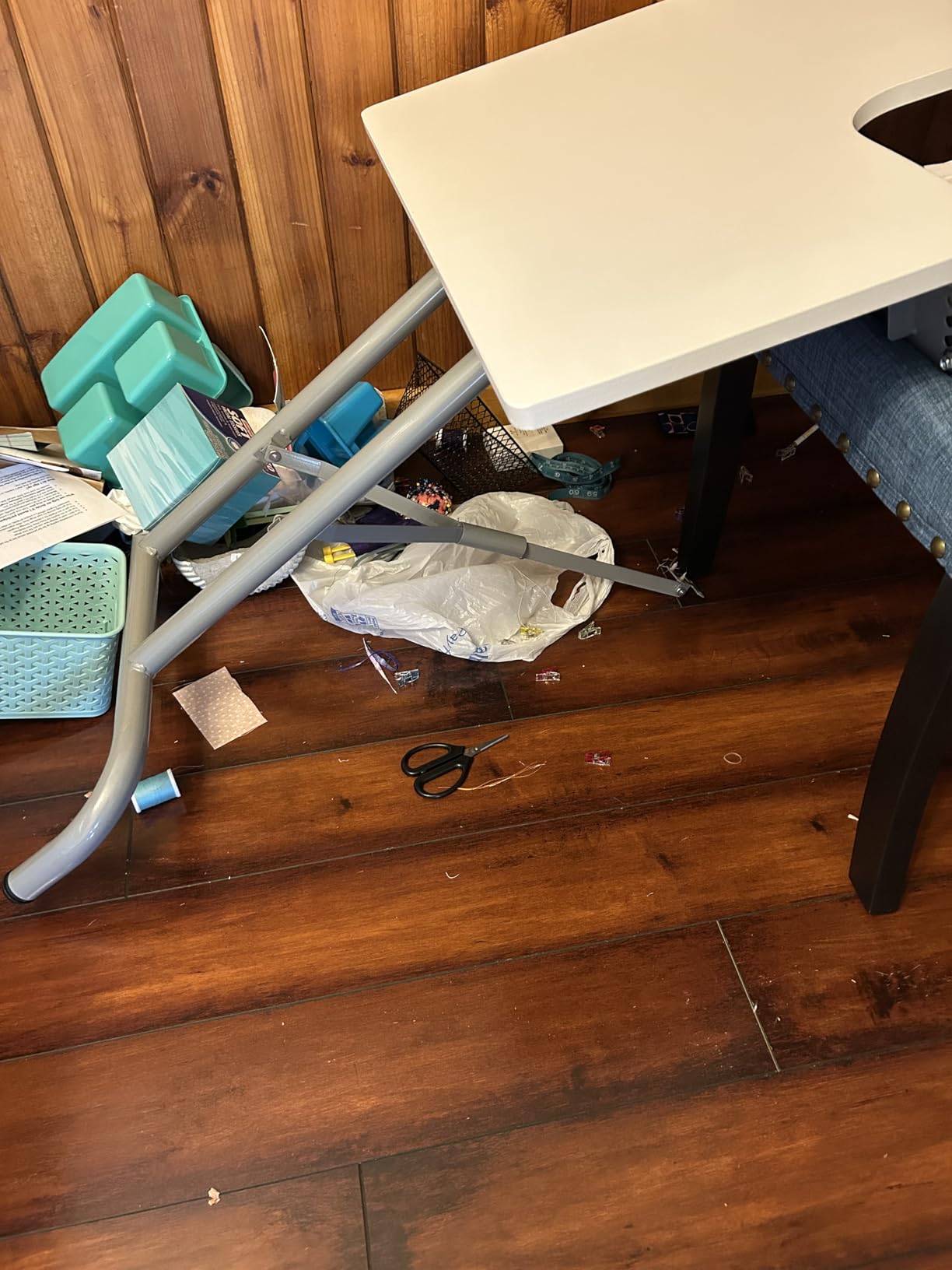 Studio Designs Folding Multipurpose Sewing & Craft Table w/ Machine Shelf, White customer photo 2