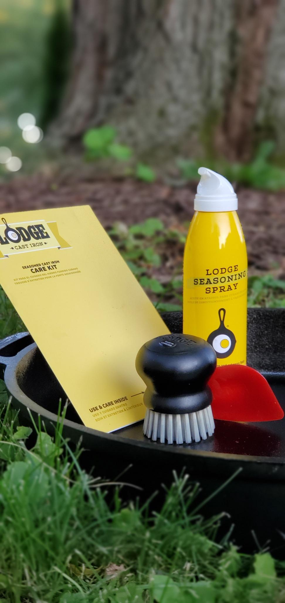 Lodge Cast Iron Care Kit, 4 Piece Cookware Maintenance Set | Includes Seasoning Spray, Scrub Brush, Pan Scraper & Silicone Handle Holder for Everyday Cast Iron Care customer photo 2
