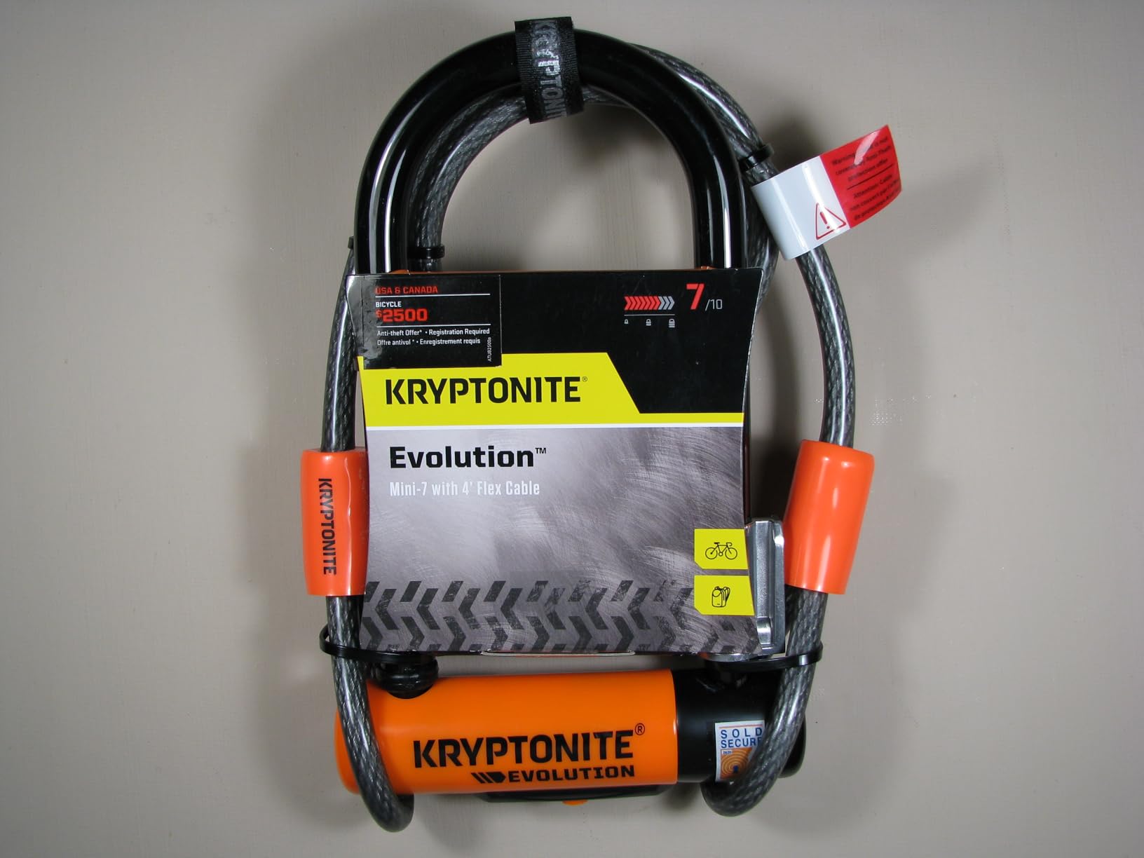 Kryptonite Evolution Mini-7 Bike U-Lock, 13mm Steel Shackle, Sold Secure Gold customer photo 1