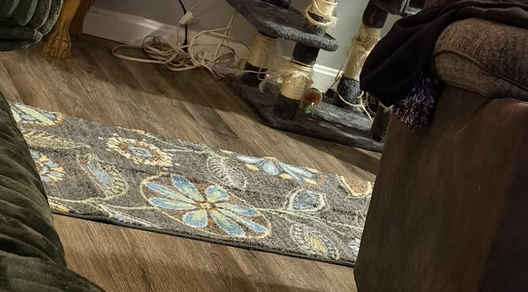 Maples Rugs Reggie Floral Kitchen Rug - Made in USA - Washable, Non Slip Indoor Carpet for Entryway, Foyer, Kitchen, and Bathroom, 2'6 x 3'10, Dark Grey customer photo 1