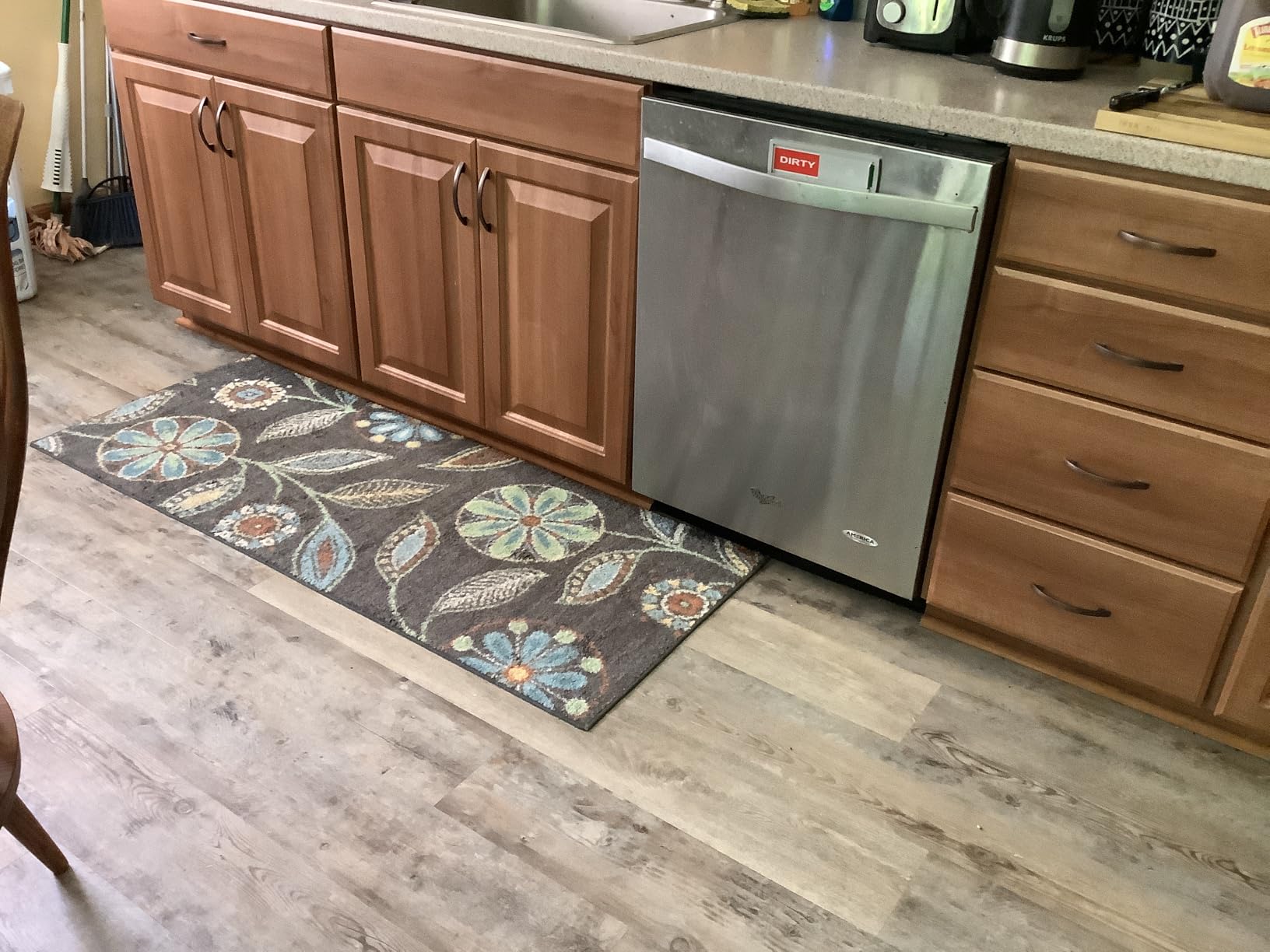 Maples Rugs Reggie Floral Kitchen Rug - Made in USA - Washable, Non Slip Indoor Carpet for Entryway, Foyer, Kitchen, and Bathroom, 2'6 x 3'10, Dark Grey customer photo 2