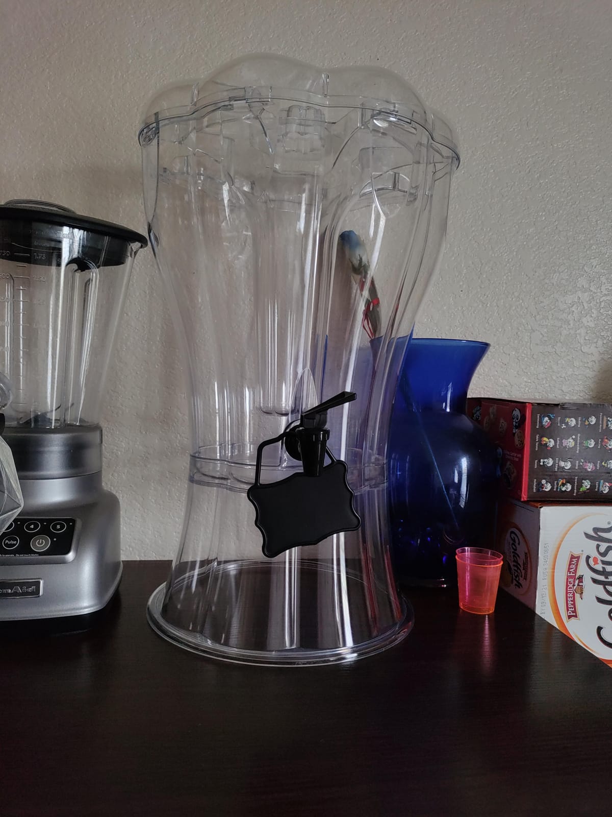 Buddeez 3.5 Gallon Clear Drink Dispenser with Ice Cone and Spigot | BPA-free Tritan beverage container, chalkboard tag, easy-pour serving station customer photo 2