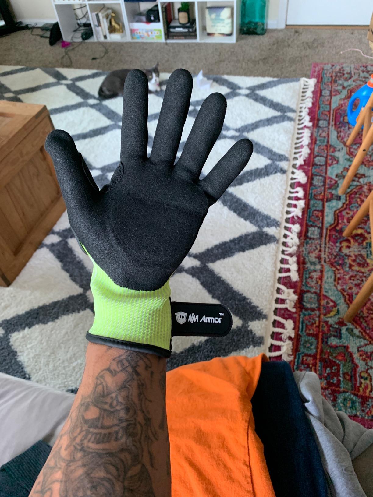 Anti Vibration Oil-Proof A5 Cut Resistant Safety Work Glove | Heavy Duty, Excellent Grip for Auto Mechanic Repair, Warehouse Logistics, Metal Fabrication, DIY Projects & Outdoor Work customer photo 1