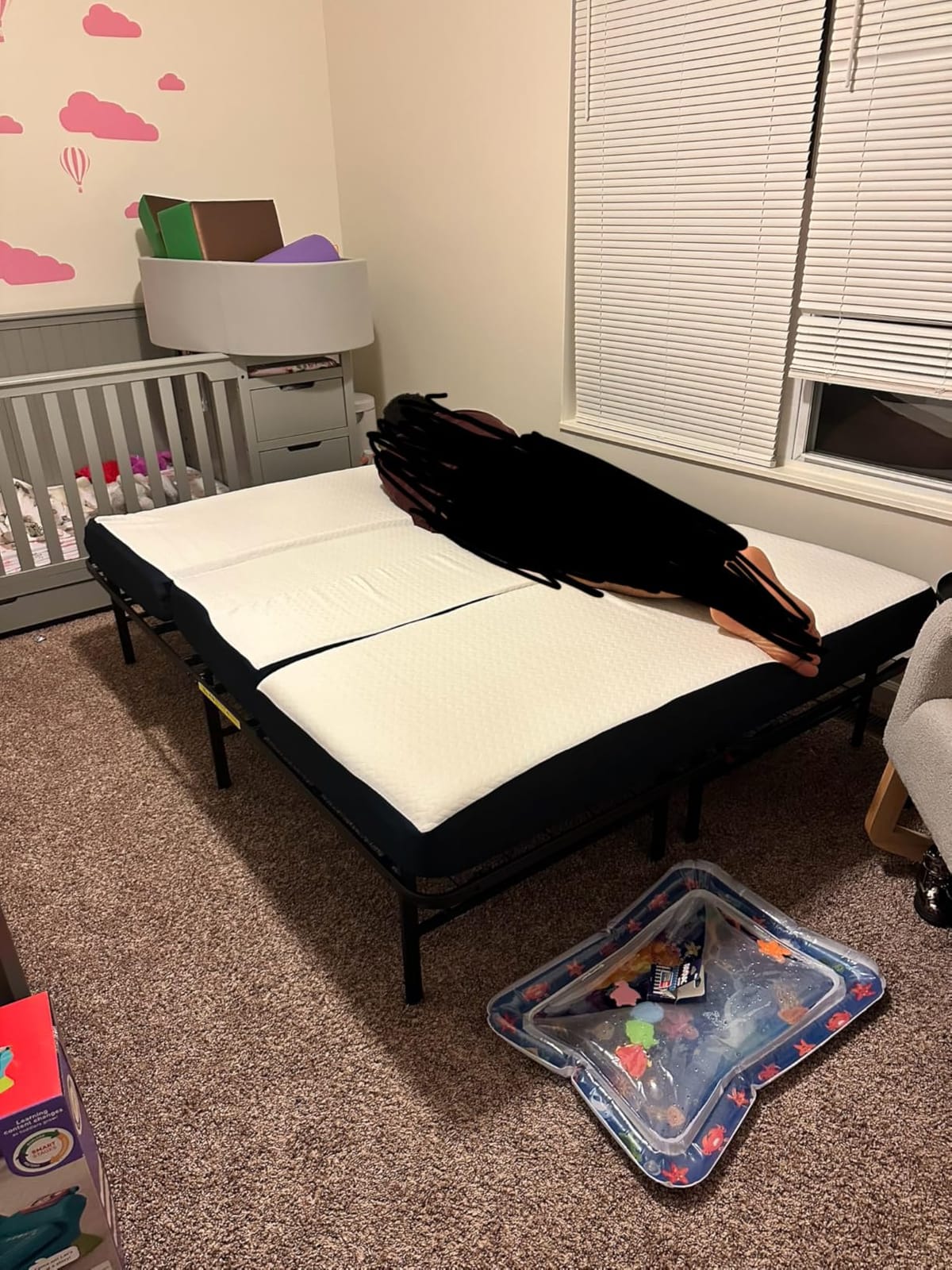 Amazon Basics Bed Frame with Storage, Foldable Metal Platform, Sturdy Steel, No Box Spring Needed, 14-inch High, Tool-Free Setup, Noise Free, Easy Assembly, Queen Size, Black customer photo 2
