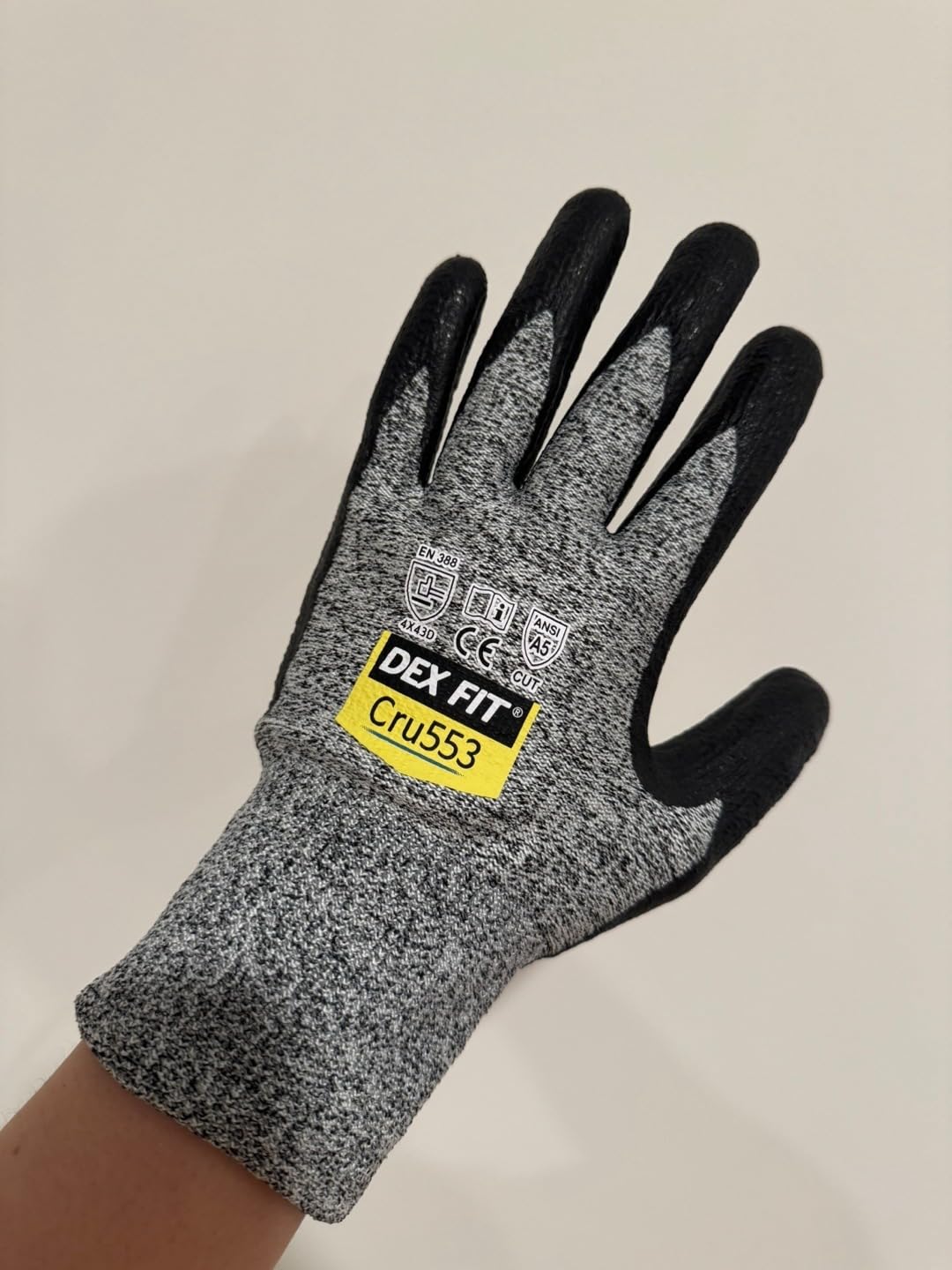 DEX FIT Level 5 Cut Resistant Gloves Cru553, 3D-Comfort Fit, Firm Grip, Thin & Lightweight, Touch-Screen Compatible, Durable, Breathable & Cool, Machine Washable; Grey M (8) 1 Pair customer photo 1