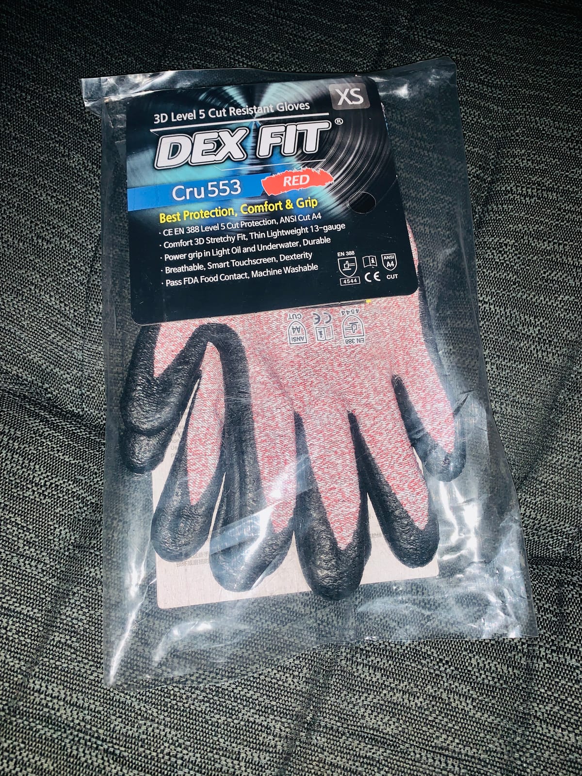 DEX FIT Level 5 Cut Resistant Gloves Cru553, 3D-Comfort Fit, Firm Grip, Thin & Lightweight, Touch-Screen Compatible, Durable, Breathable & Cool, Machine Washable; Grey M (8) 1 Pair customer photo 2