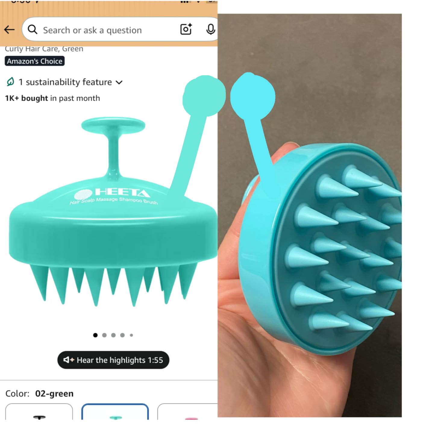 HEETA Scalp Massager Hair Growth Scrubber for Dandruff Removal Hair Care | Silicone Head Massager Relaxing, Shampoo Brush Cleansing Exfoliating for All Hair Type, Easy-Grip, Bath Shower Accessories customer photo 1