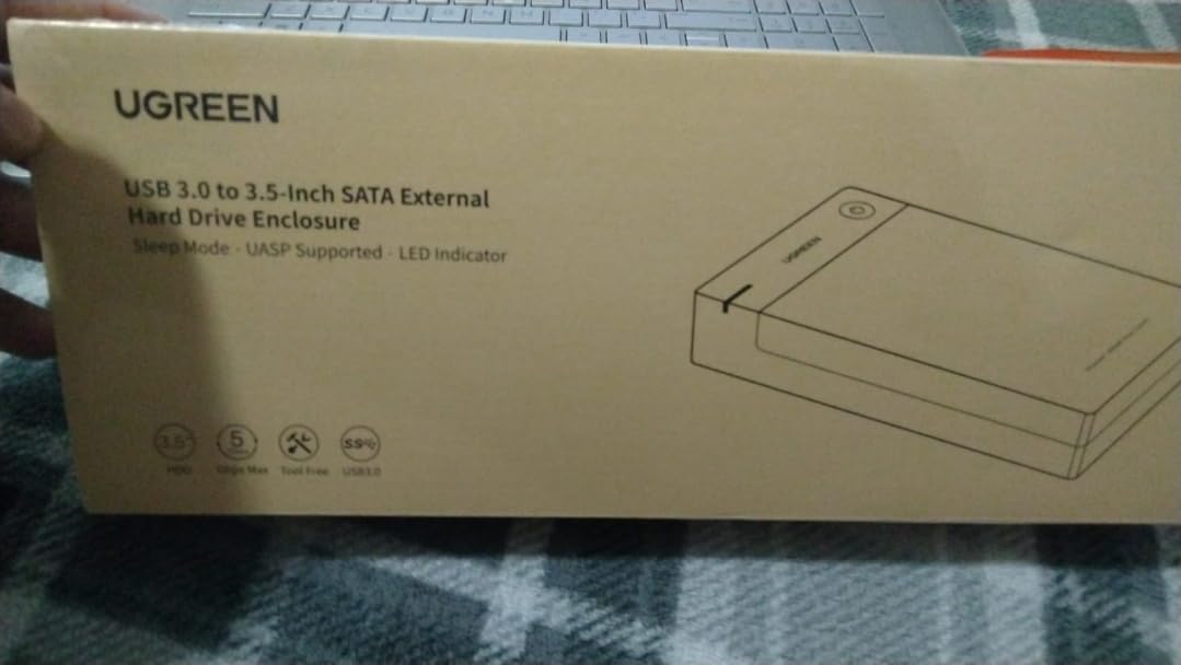UGREEN External Hard Drive Enclosure for 2.5/3.5-Inch SATA HDD/SSD | USB 3.0 to SATA III Case with UASP & 12V Power Adapter, Compatible with WD/Seagate/Toshiba/Samsung/Hitachi Drives, PS5/Xbox customer photo 2