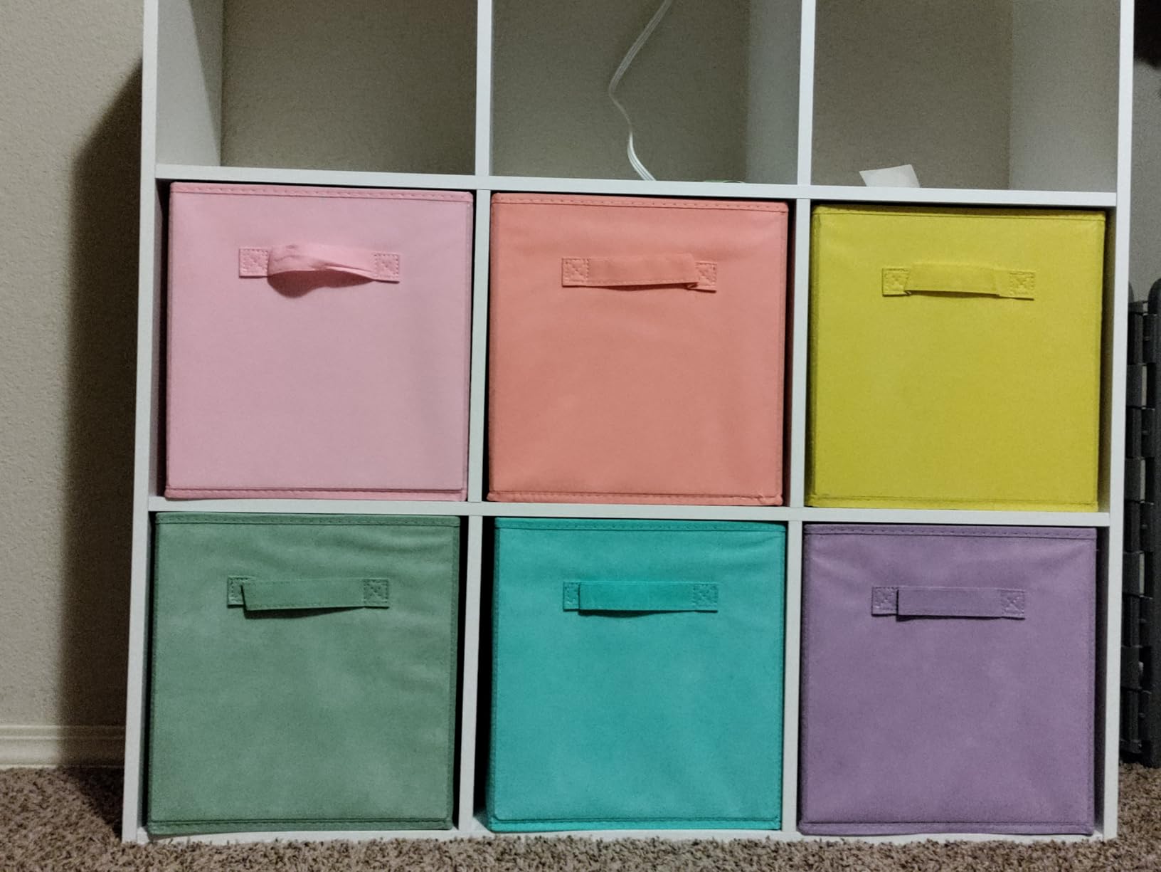 Sorbus 11 Inch Fabric Storage Cubes - Sturdy Collapsible Bins With Handle - 6 Foldable Baskets for Organizing Clothes, Toys, Books - Multi Colored Storage Baskets for Shelves, Kids Room, Closets customer photo 2