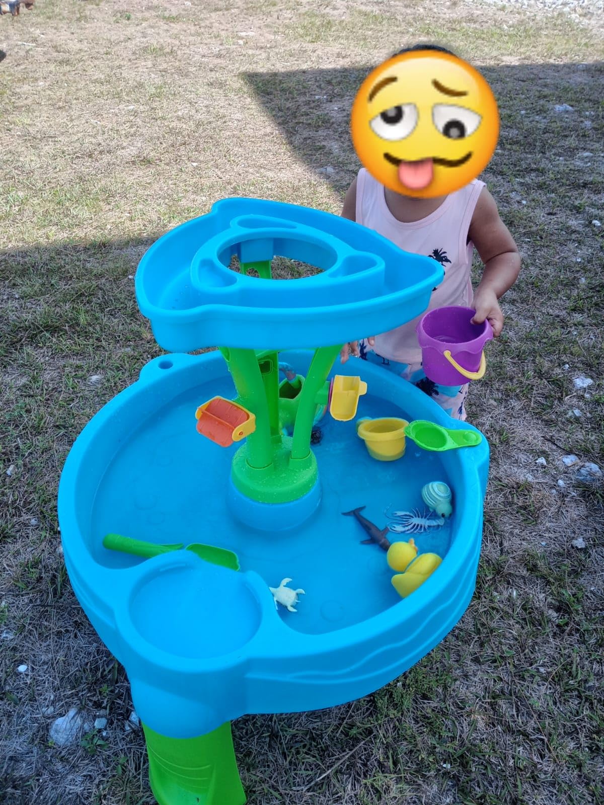 Step2 Summer Showers Splash Tower Water Table for Kids, Outdoor Kids Water Sensory Table, Ages 1.5+ Years Old, 8 Piece Water Toy Accessories, Blue & Green customer photo 1