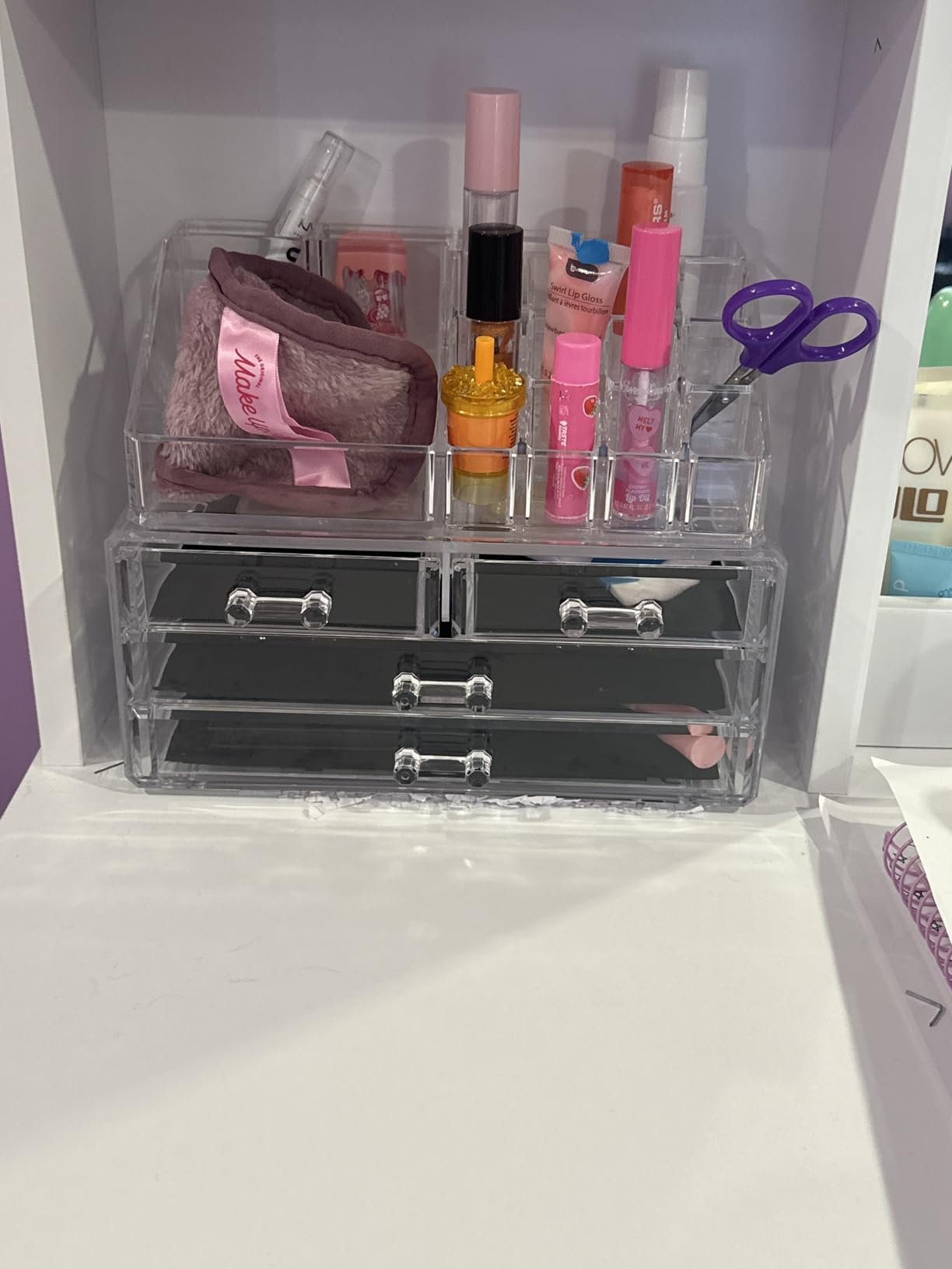 Masirs Clear Makeup Organizer with 4 Drawers 16 Compartments, Countertop customer photo 1