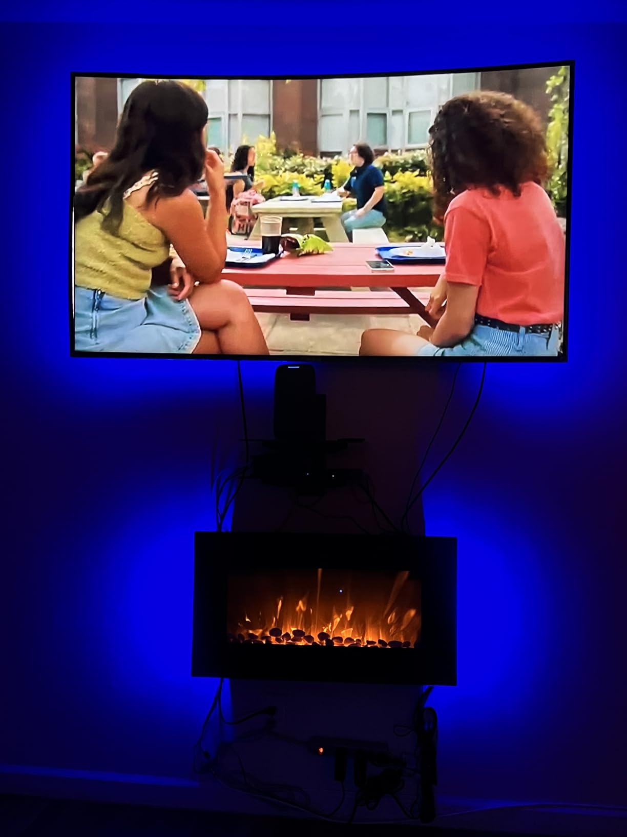 Northwest Electric Fireplace - 30 Inch Wall Mounted Fireplace - 13 Backlight Colors and Remote Controlled LED Flames, Heat, and Brightness (Black) customer photo 1