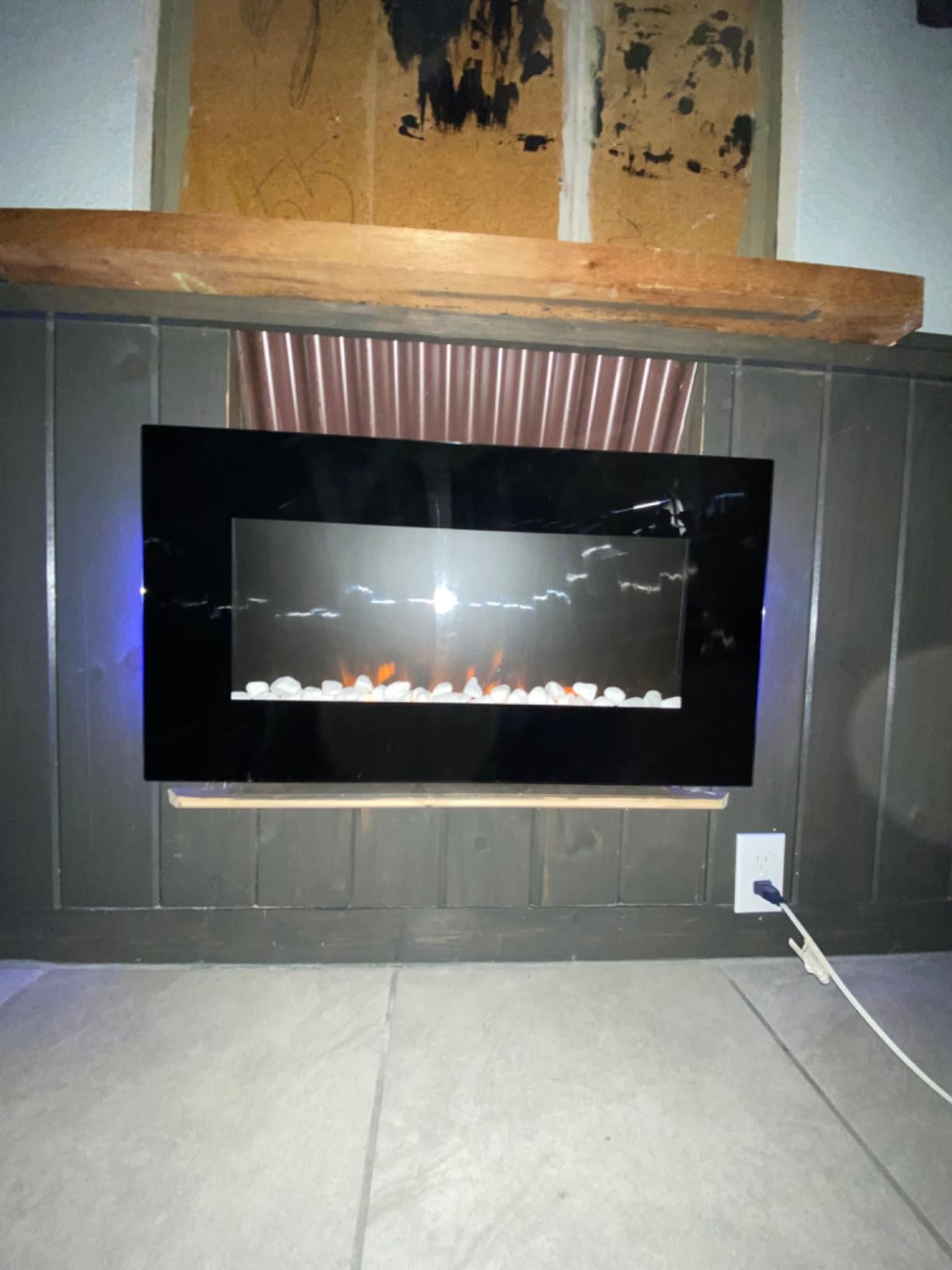 Northwest Electric Fireplace - 30 Inch Wall Mounted Fireplace - 13 Backlight Colors and Remote Controlled LED Flames, Heat, and Brightness (Black) customer photo 2