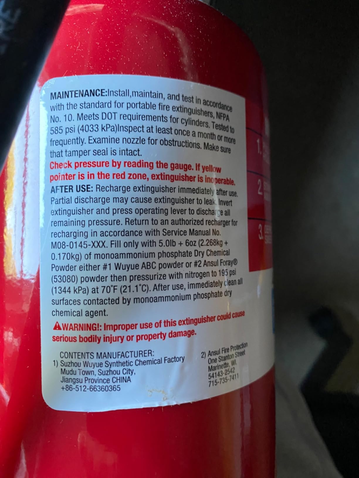 First Alert Fire Extinguisher, Heavy Duty for Home & Commercial Use | HOME2PRO Rechargeable Compliance Unit, UL RATED 2-A:10-B:C, Red, 1-Pack customer photo 2