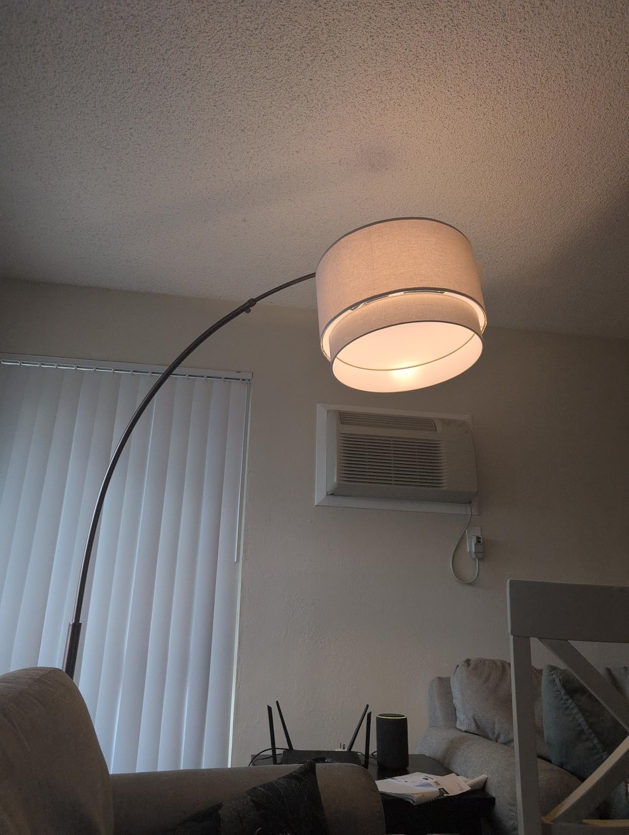 Brightech Mason Arc Floor Lamp - Modern Corner Standing Lamp with Unique Hanging Drum Lamp Shade for Living Room - Bright Overhead, Curved Hanging Light for Bedroom. Library, Den - Bronze customer photo 2