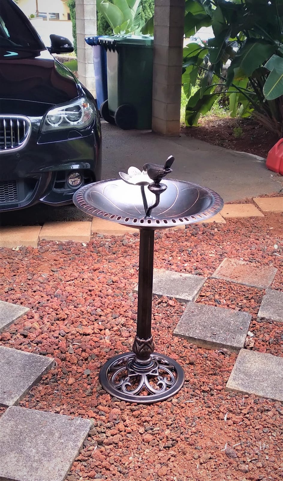 Christopher Knight Home Anessa Outdoor Aluminum and Iron Bird Bath, Shiny Copper customer photo 1